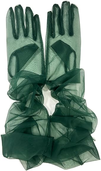 ZUYPSK Women Girls Semi Sheer Tulle Long Gloves Opera Party 1920s Wedding Bridal Mittens