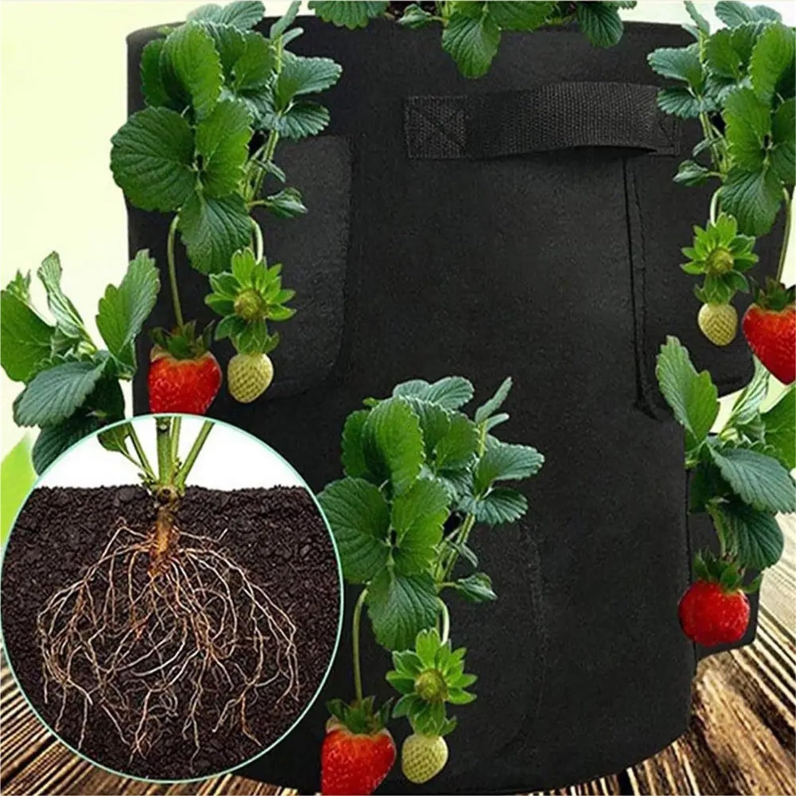 Lot de 5 Sacs Culture en Tissu Non tissé épais 5/7/10 gallons, réutilisables for la Plantation fraisiers intérieur et extérieur(10 gallons)