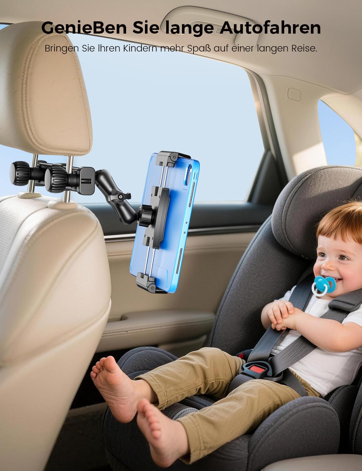 OHLPRO Tablet Halterung Auto Kopfstütze [Kugelgelagerte Arm+Metall Faltklemme] Universelle KFZ Tablethalterungen Reise Zubehör Kinder Kompatibel mit Alle 5-13 Zoll iPad Handys Switch Sumsung