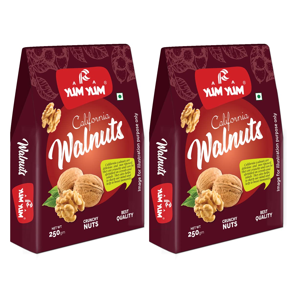 YUM YUM 100% Natural Dried Premium California Walnut Kernels, 500g (2 X 250g) | Pure Without Shell Walnut Kernels | Akhrot Giri Dry Fruit| Perfect for snacking | Brain Food | Raw Akhroth Giri| (B08T99C99Y) Amazon Price History, Amazon Price Tracker