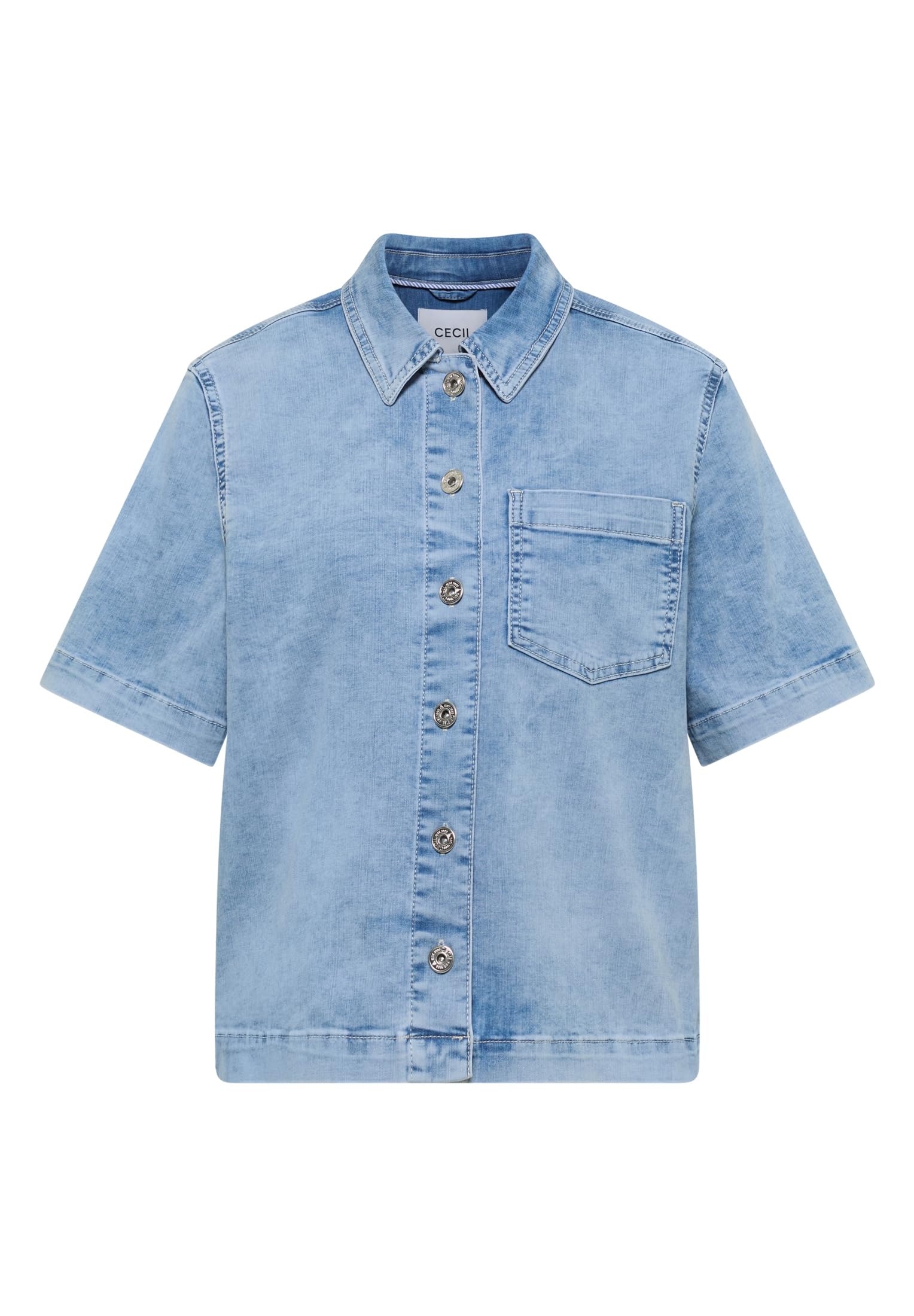 Cecil Damen 2117718 Kurzarm Overshirt mit Knopfleiste (1er Pack)