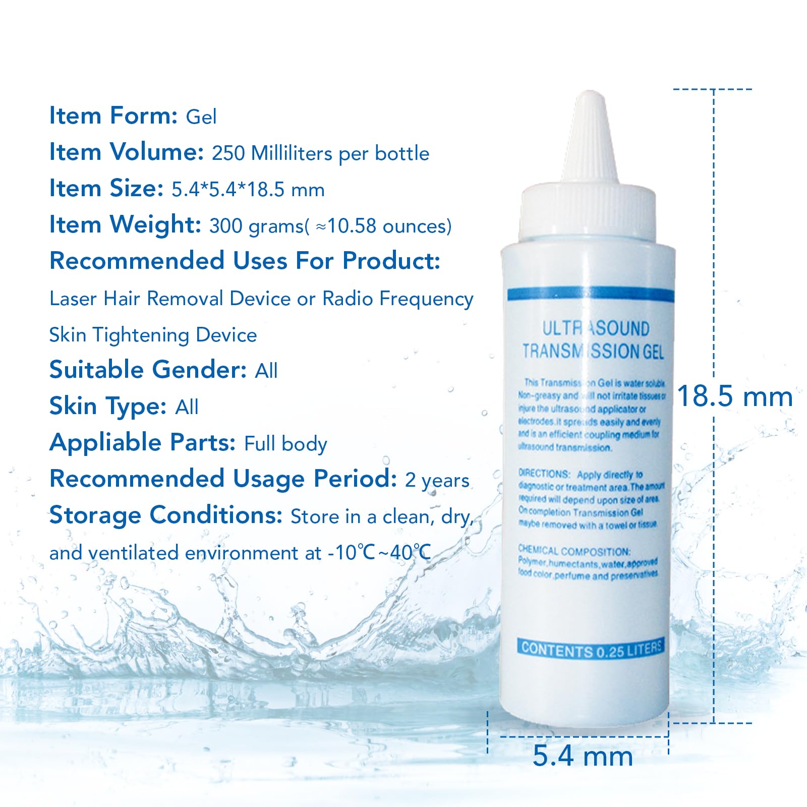 Cooling Gel for Laser Hair Removal Device and Radio Frequency
