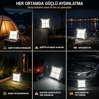 200W Solar LED Projektör, 3 Renk Işık Modlu Şarjlı Kamp Lambası, USB Girişli Güneş Panelli Acil Durum Işığı İP44 [Enerji Sınıfı E]
