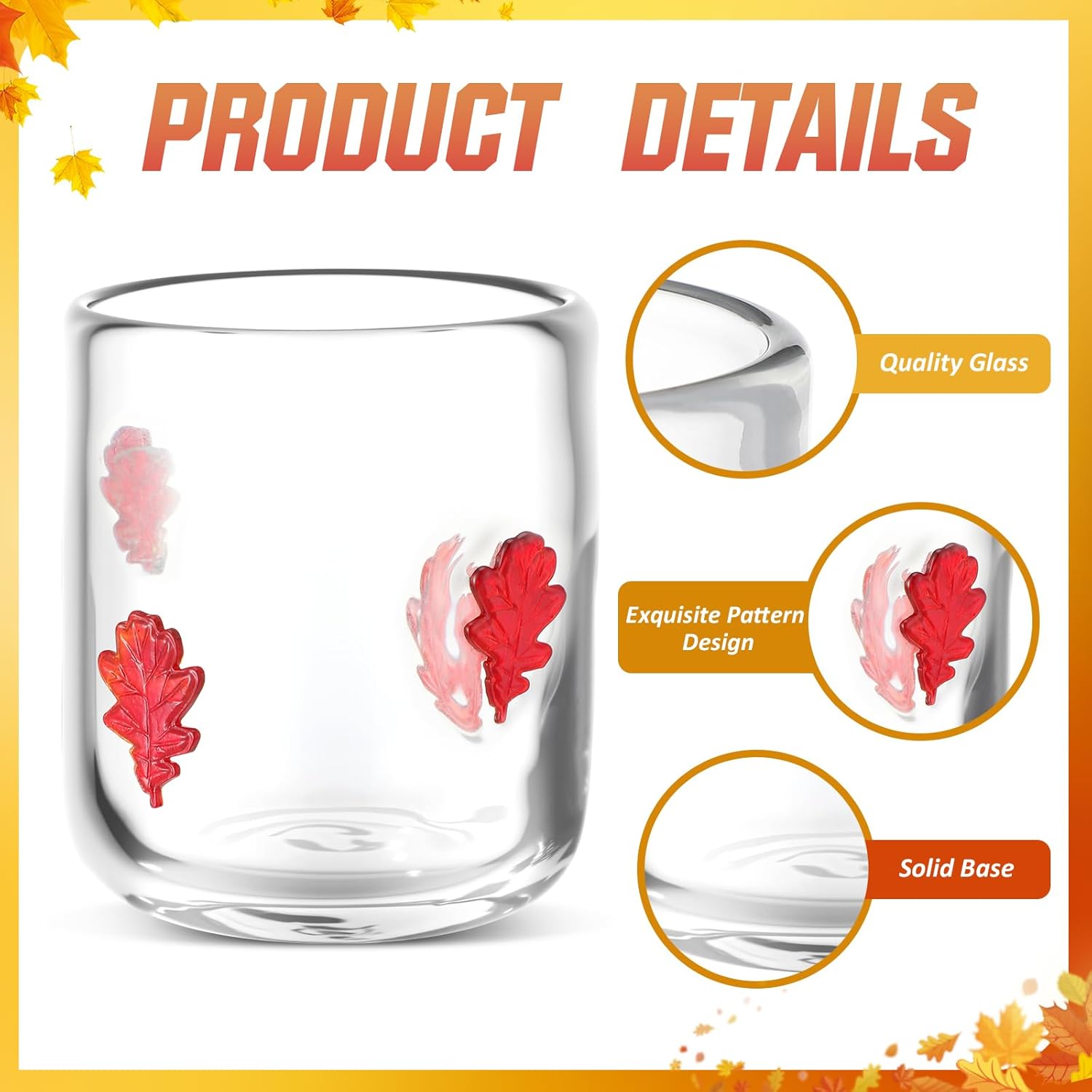 Icon Juice Glasses, 14oz Stemless Wine Drinking Juice Glass Cup for Valentine Party Supplies Gift(2 Pcs,Maple Leaf) - Image 4