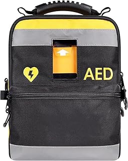 AED Storage Bag, Defibrillator Pouch, Adjustable Shoulder Straps, 2 Way Zip, Eye-catching Reflective Strips, for Home, Office, Hospital, Public Places