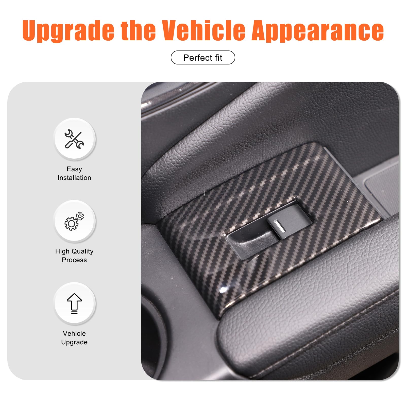 Window Switch Panel Cover For 2023-2025 Honda Pilot - Black Brushed Stainless Steel
