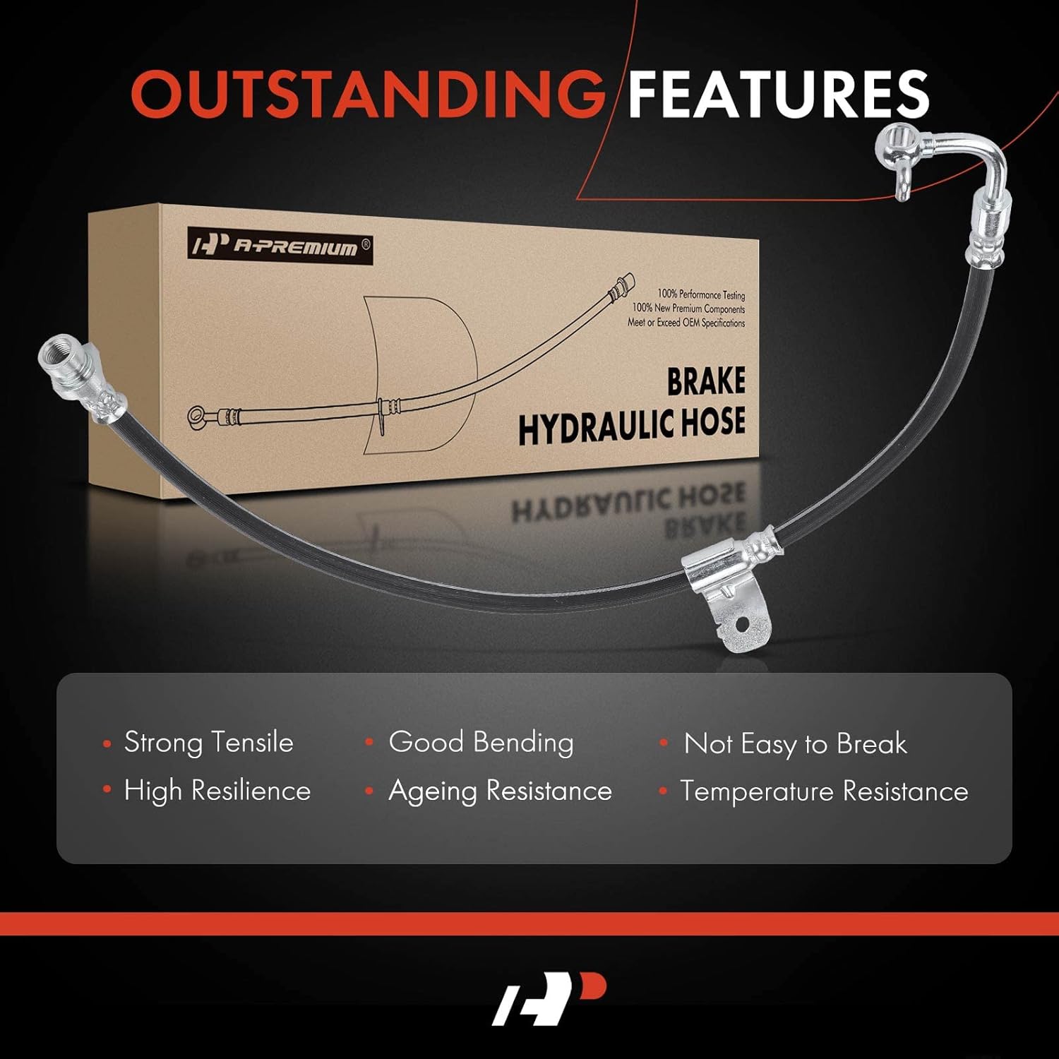 A-Premium Front Passenger Brake Hydraulic Hose Compatible with Select Dodge and Chrysler Models - Challenger 2012-2015, Charger 2012-2014 2020-2021, 300 2012-2021