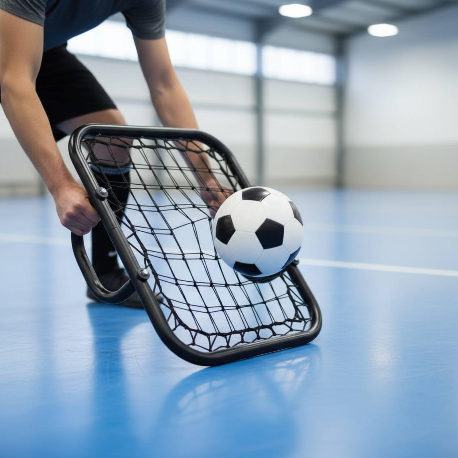 F Fityle Red de de Fútbol Entrenamiento Rebounder Portería Control Precisión Pase con Asa Doble y Marco de Acero Galvanizado Adecuada para Ejercicios en Casa Parque Campo Sesiones de Técnica