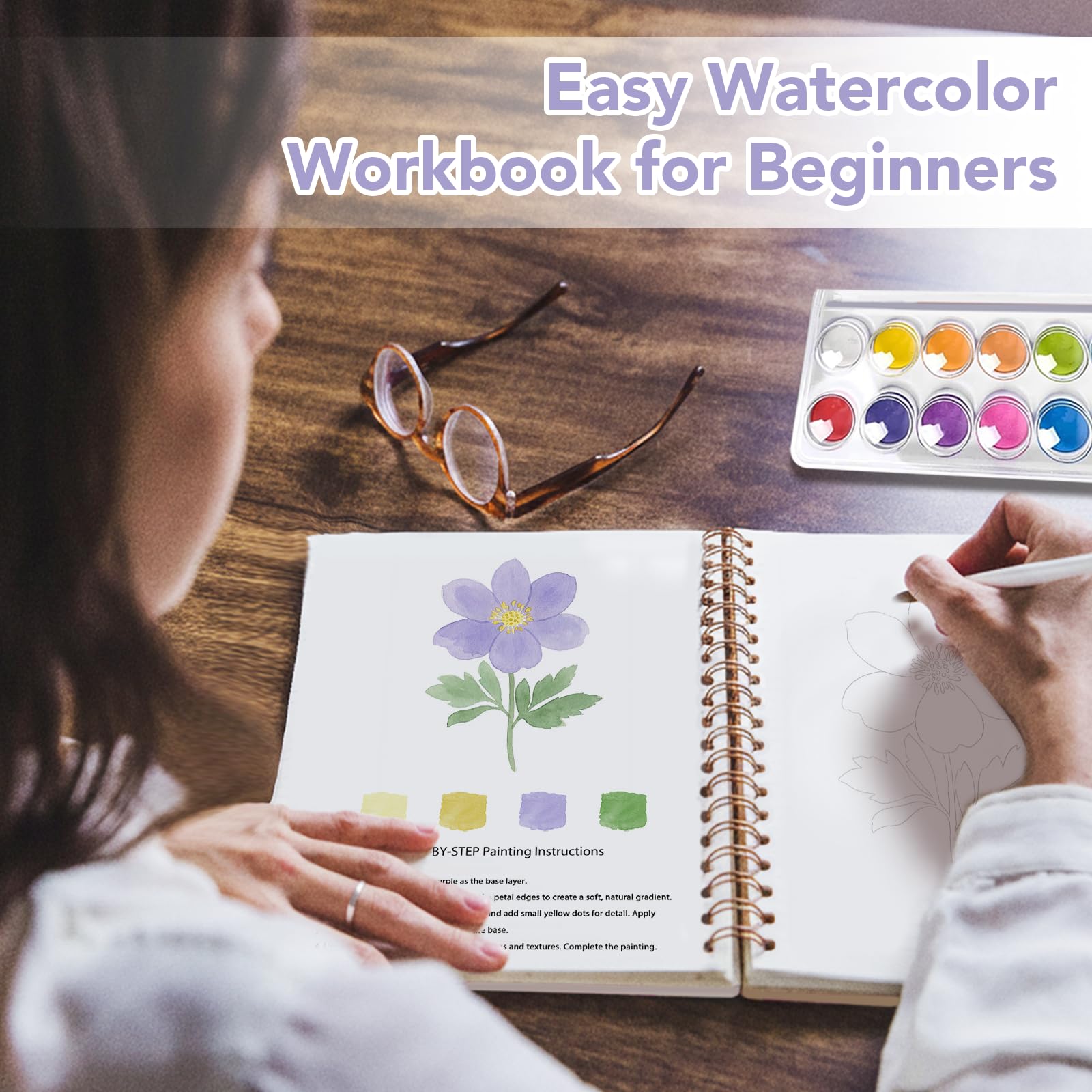Easy Watercolor Workbook for Beginners - Flower Painting -2