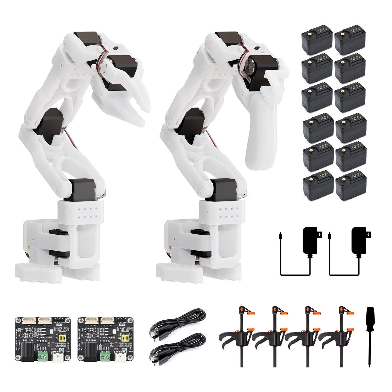 Waveshare SO-ARM101, Open-Source 6-Axis Robotic Arm, Native Support for Hugging Face LeRobot, High-Torque Bus Servo, Photosensitive Resin 3D-Printed Parts, 3DP Parts Kit (SE)