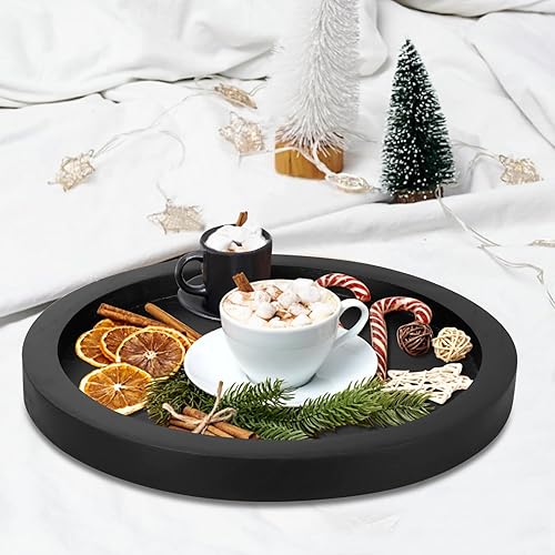 Miniatura 5 de Bandeja decorativa redonda para mesa de café, mesa de comedor, encimera, pequeñas bandejas de servir de madera, decoración de cocina de granja,