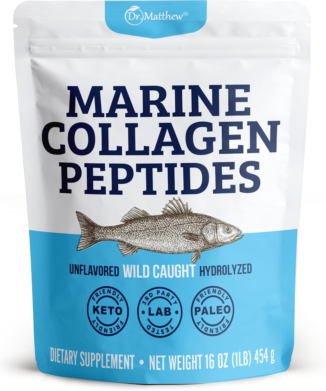 Dr. Matthew Marine Collagen Peptides Powder from Hydrolyzed Wild Caught Fish Protein – Hair & Beauty Supplements for Women & Men Dr. Matthew Marine Collagen Peptides Powder from Hydrolyzed Wild Caught Fish Protein – Hair & Beauty Supplements for Women & Men