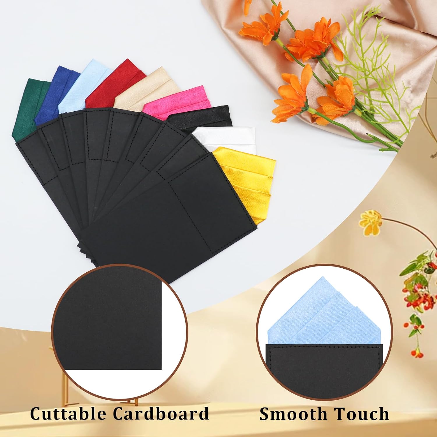 Pre-Folded Pocket Squares for Men, Suit Pocket Square on Card Mens Handkerchief for Formal Business Wedding Party
