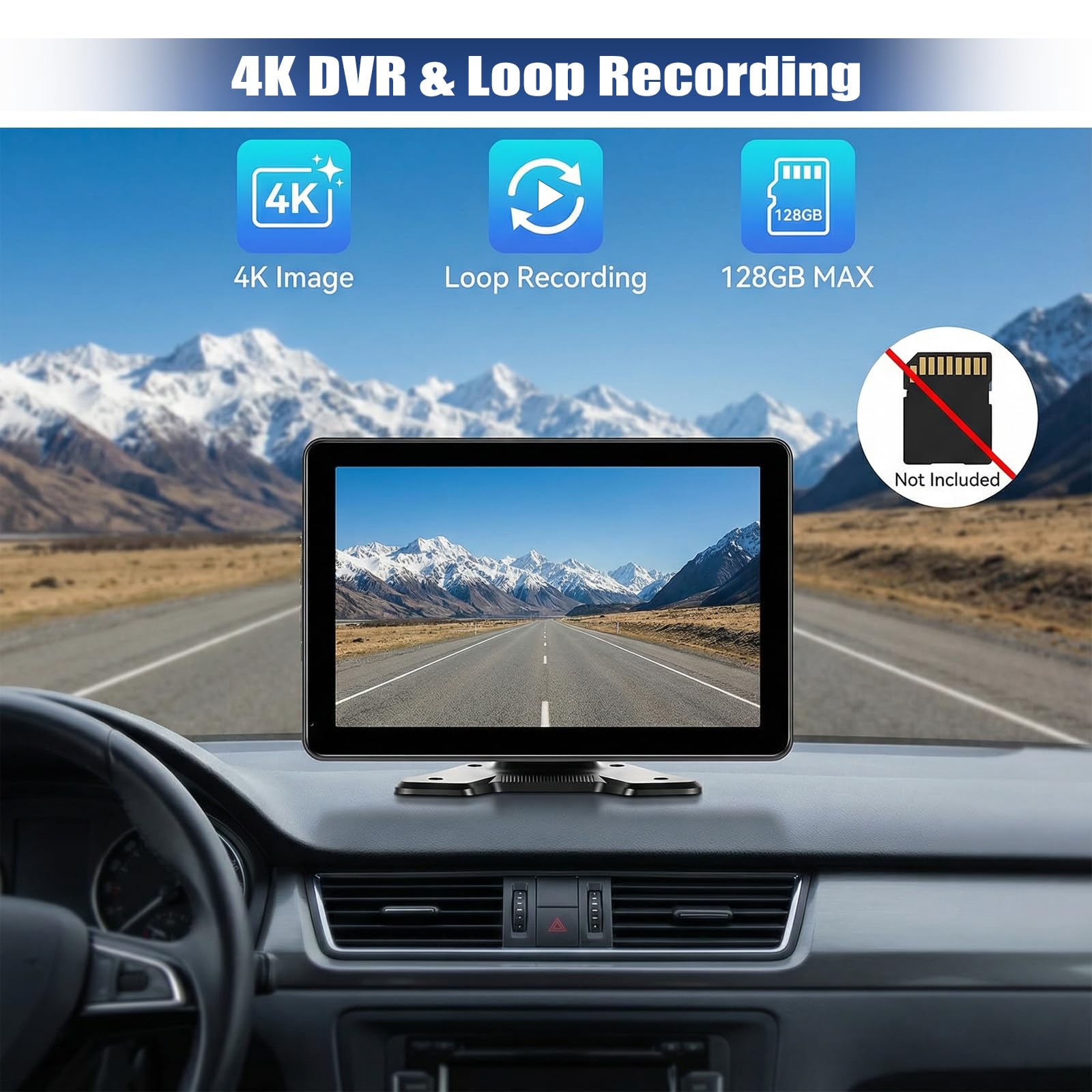 Caméra de Recul Moniteur avec 4 Caméras Kit Filaire, IPS 10,1 Pouces 4K DVR avec BSD, étanche IP68, Enregistrement, Surveillance du Stationnement pour Camions/Remorque/Camping-Car
