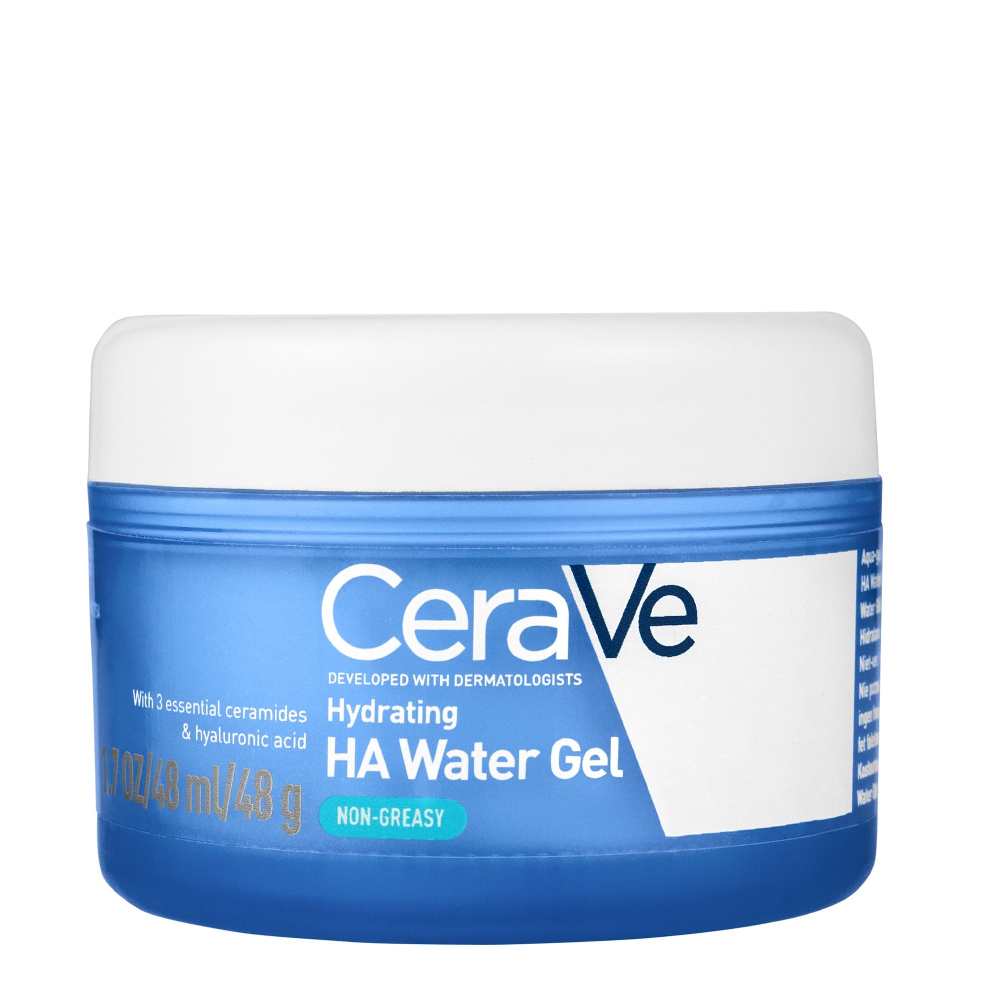 CeraVe Hydrating Hyaluronic Acid Water Gel for Plumping Hydration with Ceramides, Hyaluronic Acid & Niacinamide, Ultra-Light Facial moisturising lotion, 48g