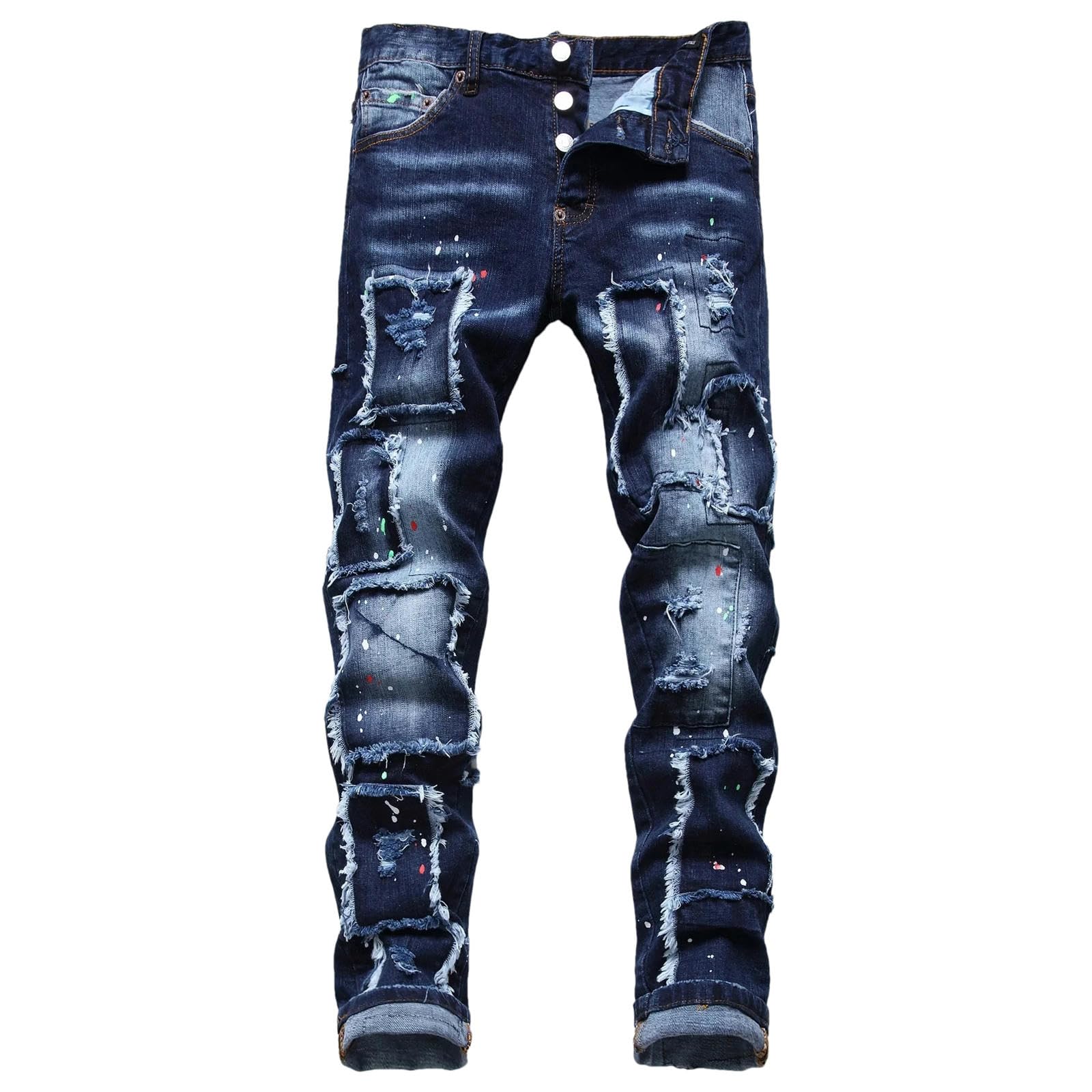ZMIN Jeans strappati da uomo slim fit piccolo piede blu pantaloni jeans skinny elasticizzati maschili