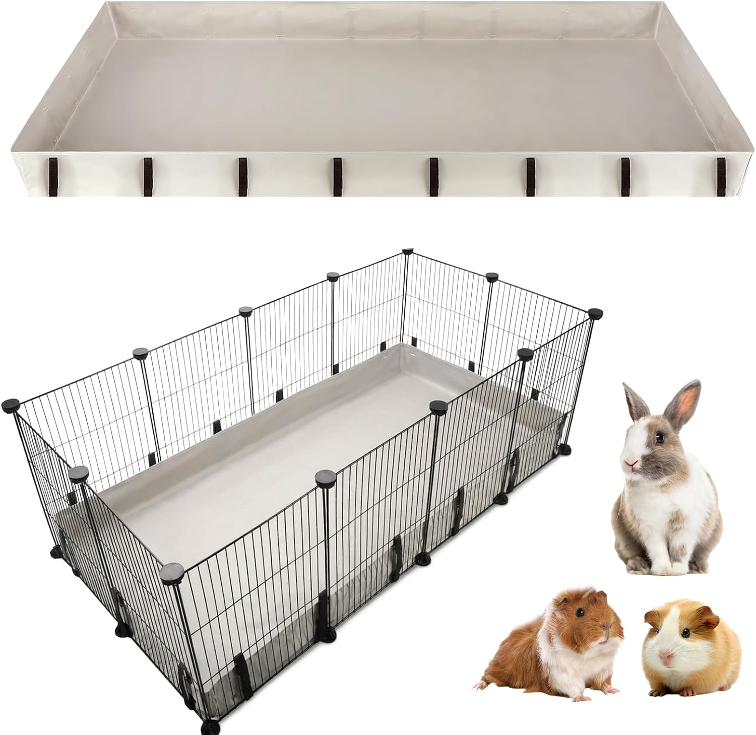 Guinea Pig Cage Liner for 2x4 Grid C&C Cage, 56" x 28" 600D Oxford Bottom Tarp with 4" Raised Sides, Washable Cage Base for Guinea Pigs, Rabbits and Small Animals