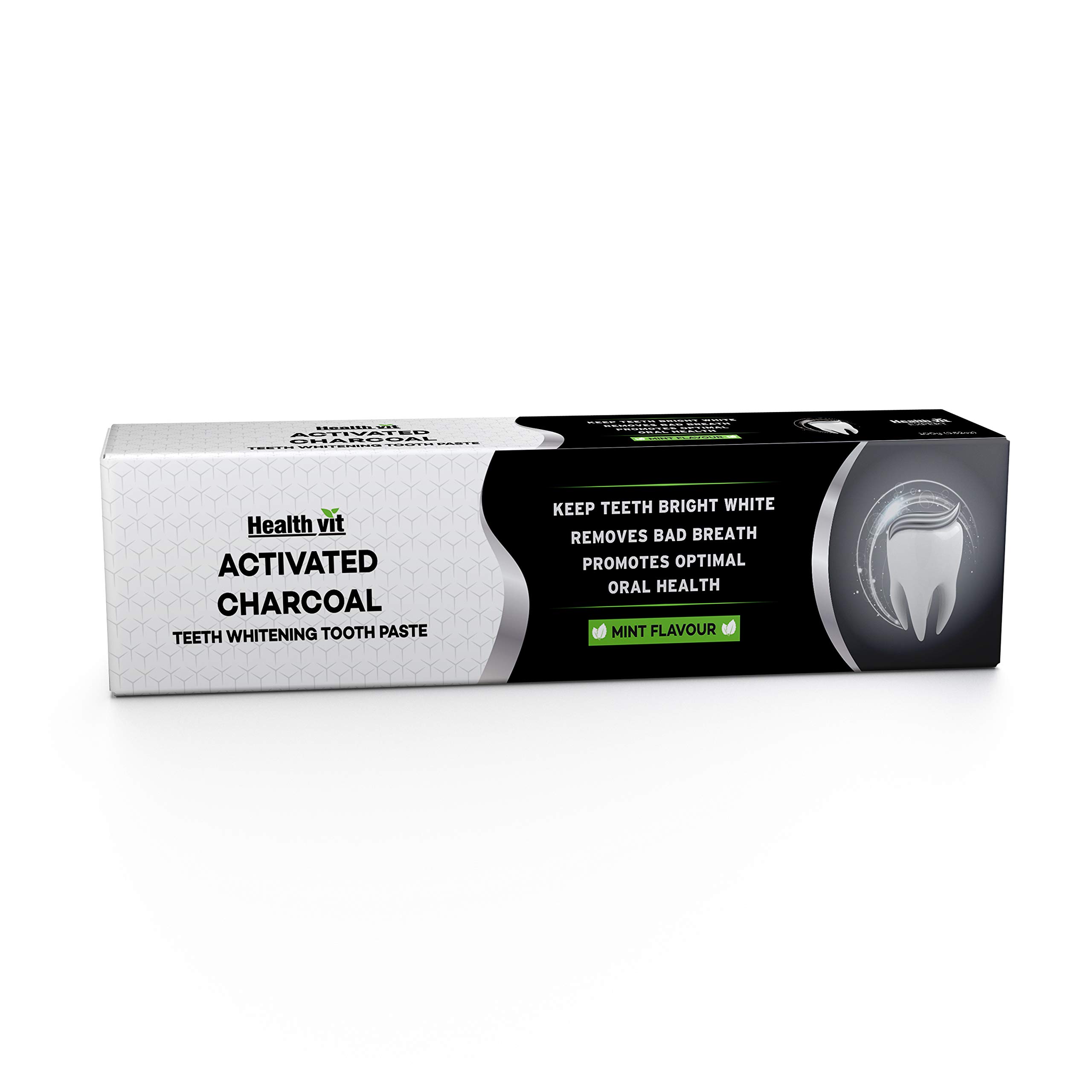 Healthvit Activated Charcoal Toothpaste For Teeth Whitening , Fluoride Free | Sulfate Free Mint Flavour | Germ Protection | Oral Hygiene | Charcoal Toothpaste | teeth whitening products - 100g (Pack of 1) (B07GDDTHTN) Amazon Price History, Amazon Price Tracker