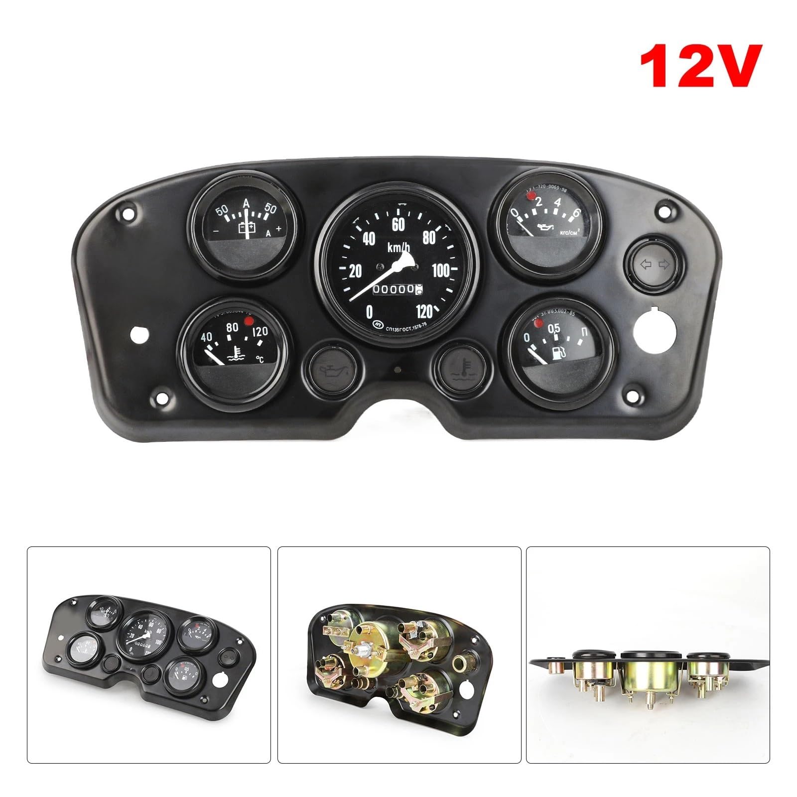 Cyfrowy miernik 12V 5 w 1 prędkościomierz wskaźnik temperatury wody zestaw wskaźników napięcia panel instrumentów kompletny uniwersalny/długi panel instrumentów wyświetlacz Headup