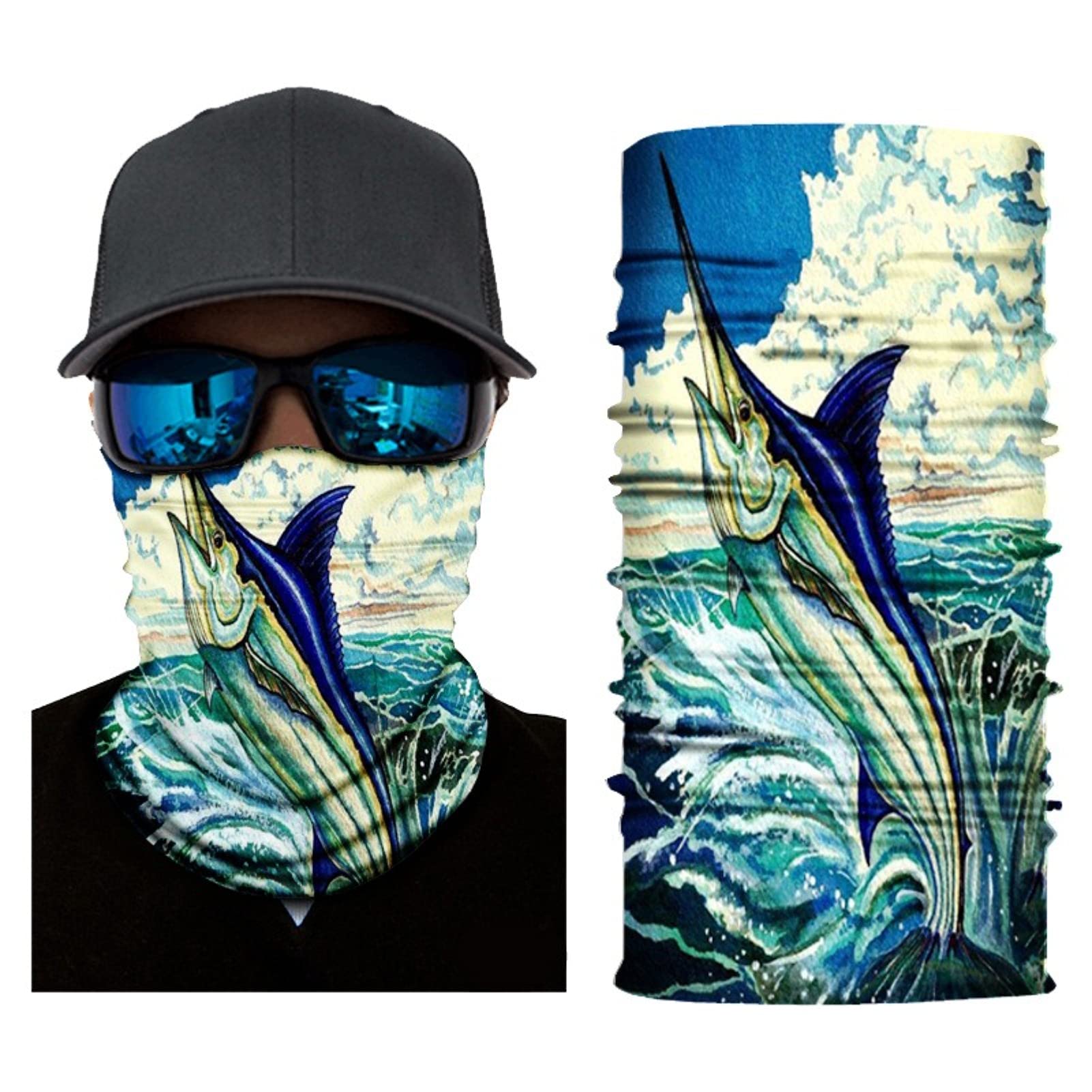 Lot de 10 cagoule multifonction pour homme et femme, thème océan 3D, bandeau bandana, écharpe, tube, résistance aux UV, sans couture (10 pièces)