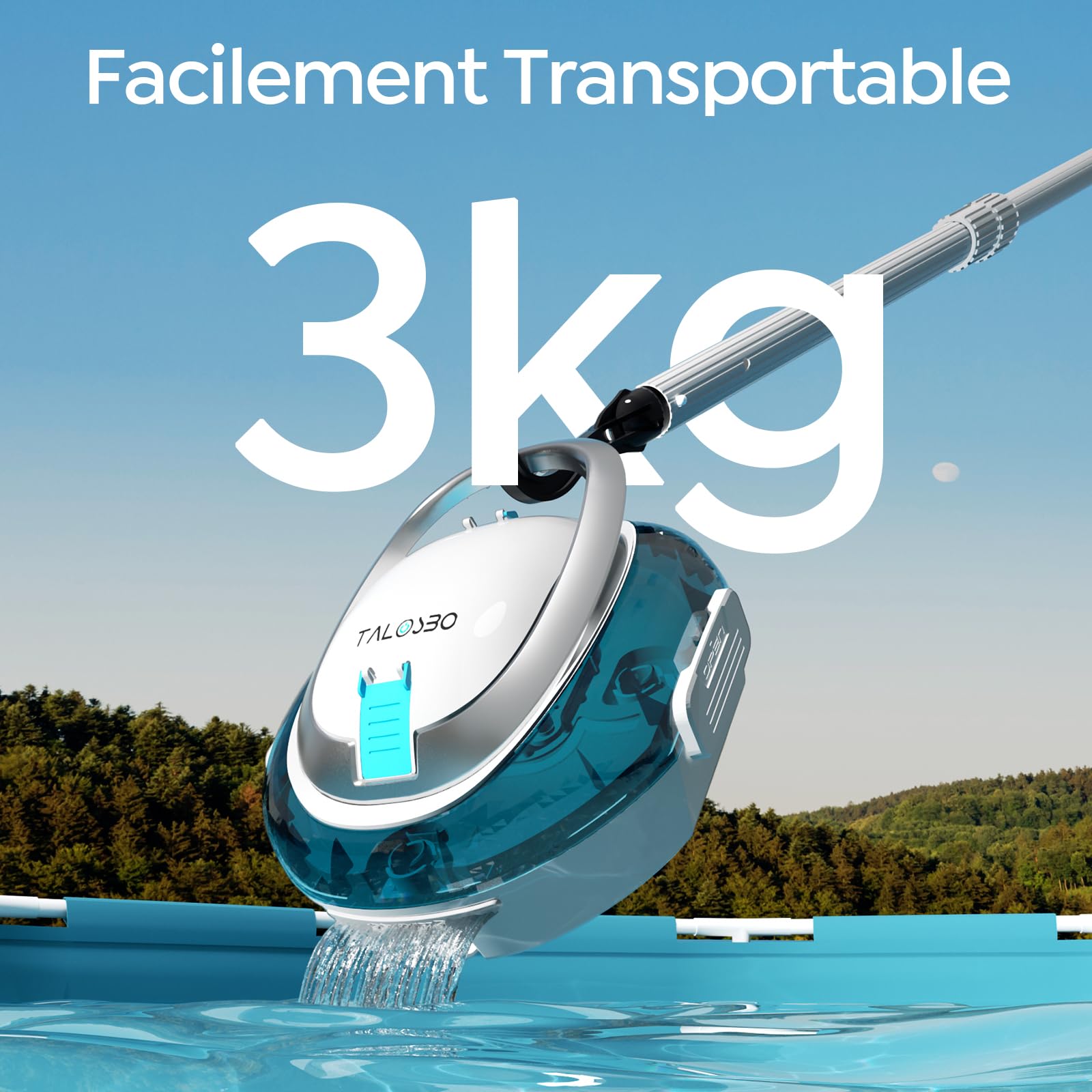 S2 Robot Piscine à Double Filtration, Nettoyeur de Piscine, Aspirateur Piscine sans Fil,Autonomie 90 Min