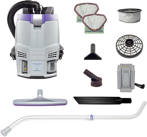 Vista 12 de ProTeam GoFit 3 Aspiradora de Mochila Comercial con Kit de Herramientas de Vara de Dos Piezas Multisuperficie Xover, 3 cuartos de galón, Con Cable