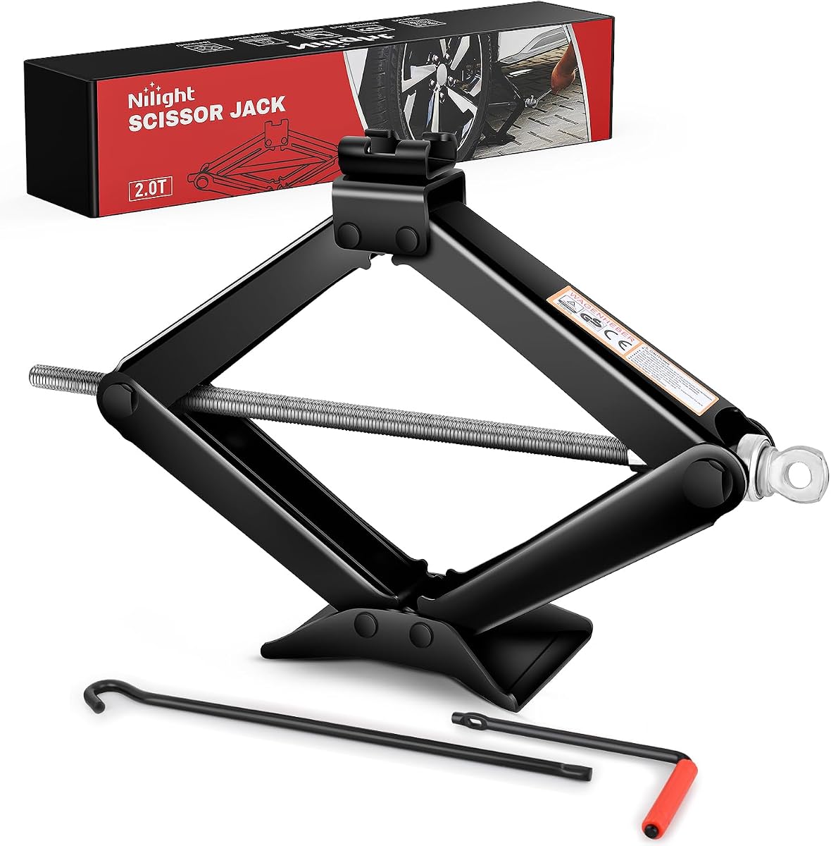 Scissor Jack for Car 2 Ton 4409 lbs, Lift Jack Kit w Crank Handle | Steel Scissor Lift Jack Car Kit for Sedan SUV MPV Tire Changing, 3.9''-15.7'' Lifting Range Portable Small Jack, Black