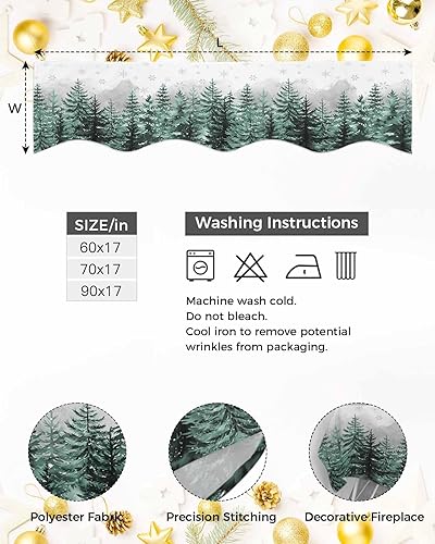 Miniatura 6 de Bufanda de mantel de Navidad de 90 x 17 pulgadas, decoración de mantel de árbol de Navidad verde para chimenea, decoración de día festivo, bosque,