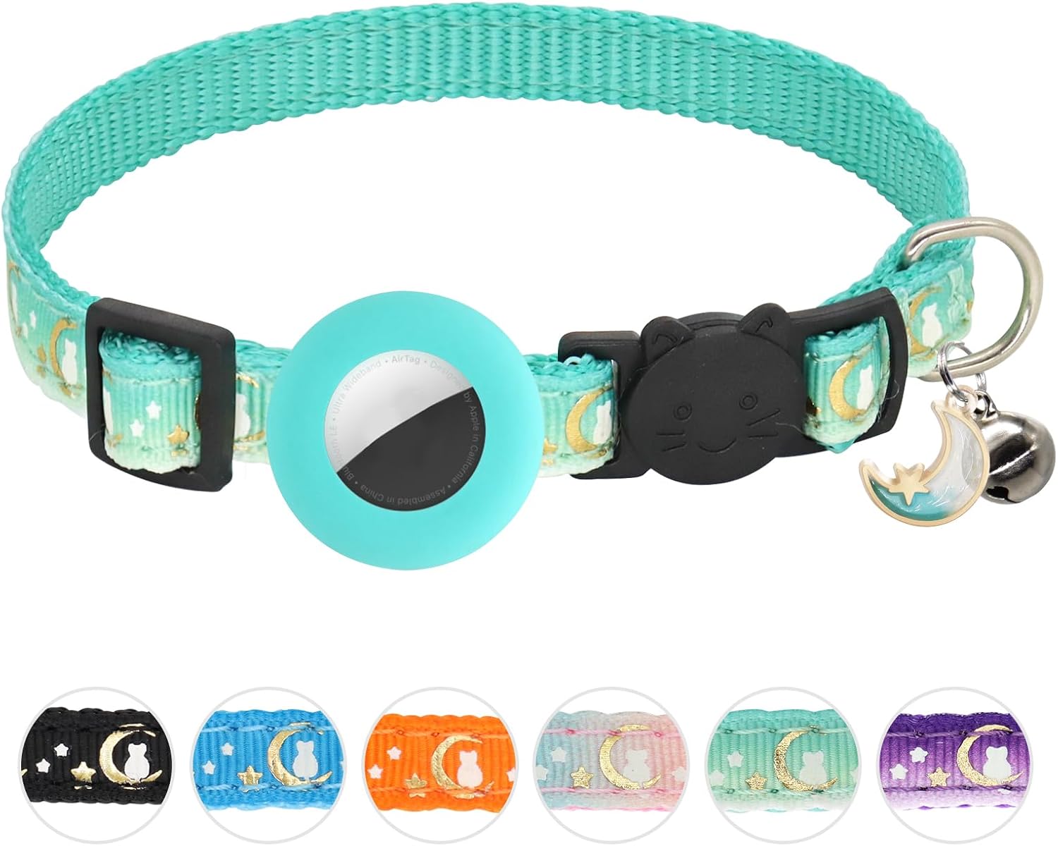 Pet Supplies Giecooh Airtag Cat Collar Breakaway, Cat Air Tag Holder Collar with Bell, Safety
