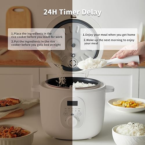 Miniatura 6 de Ankale Olla arrocera para 4 tazas (crudas), 8 tazas (cocidas), olla arrocera pequeña, 8 funciones de cocción múltiple, mini olla arrocera de 2