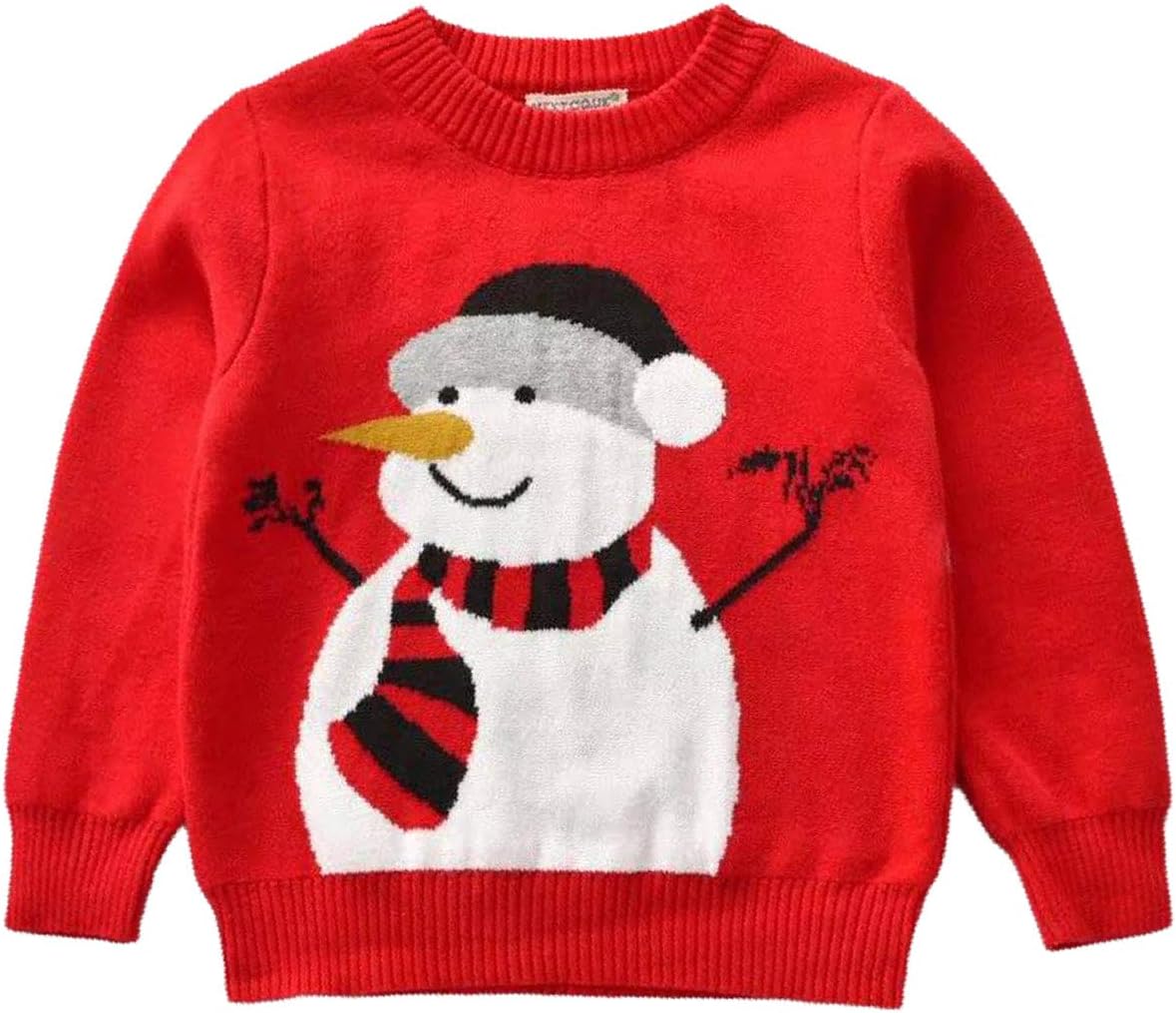 Kids Toddler Baby Girl Boy Knit Crewneck Sweater Cotton Pullover Sweatshirt Tops Warm Fall Winter Clothes