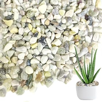 1.1 LB Natural Small Jade Gravels Mini River Rocks,Light Green Mix