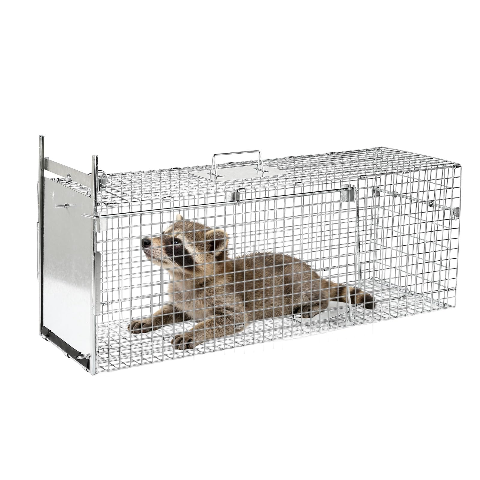 Jaula Plegable para la Captura de Animales 95×31×36 cm | Jaulas para la captura de animales vivos, aptas para mapaches, gatos callejeros, cachorros de coyote y cachorros de zorro