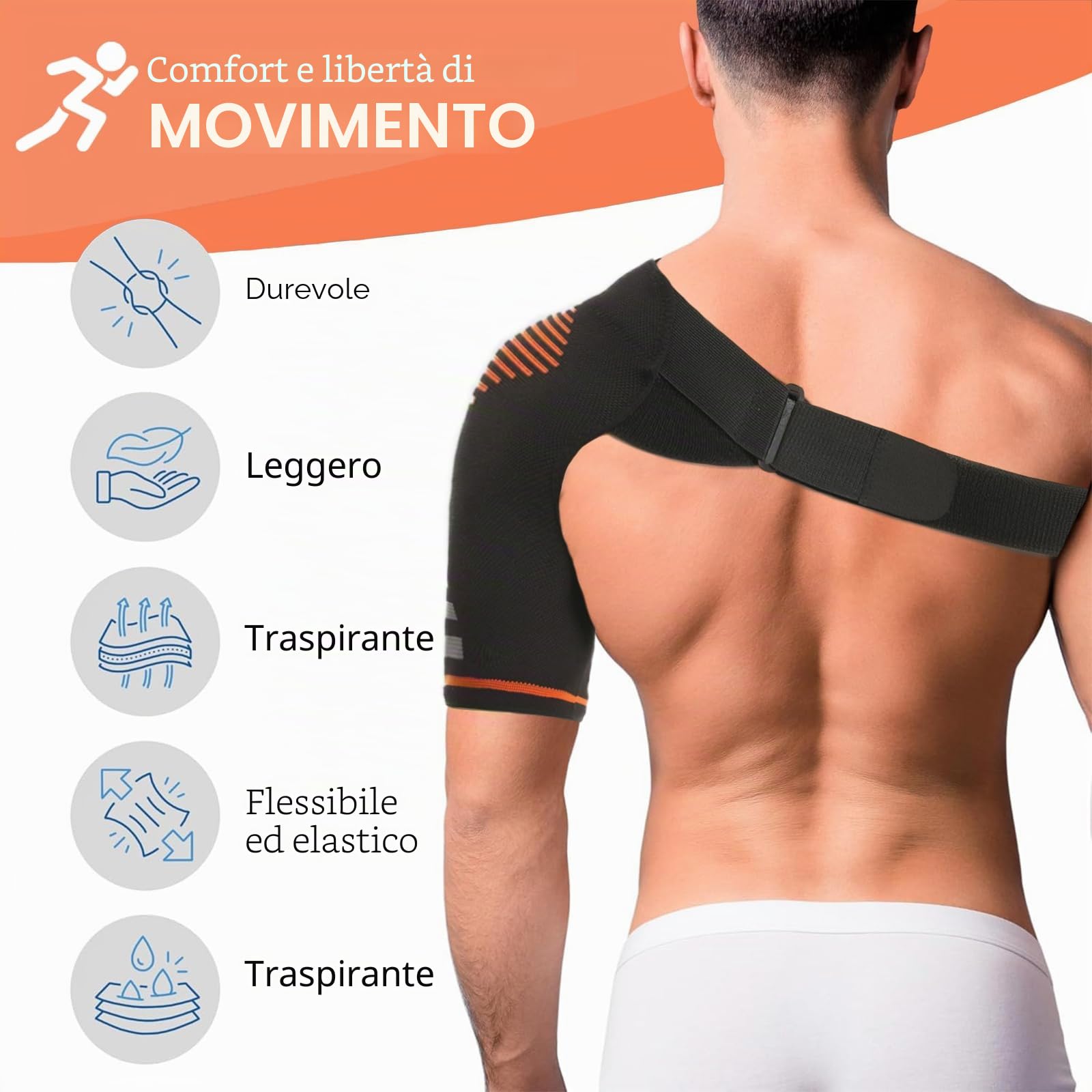 Jorun Tutore per spalla per uomini e donne, manica a compressione regolabile per alleviare dolori, lussazioni articolari, lesioni