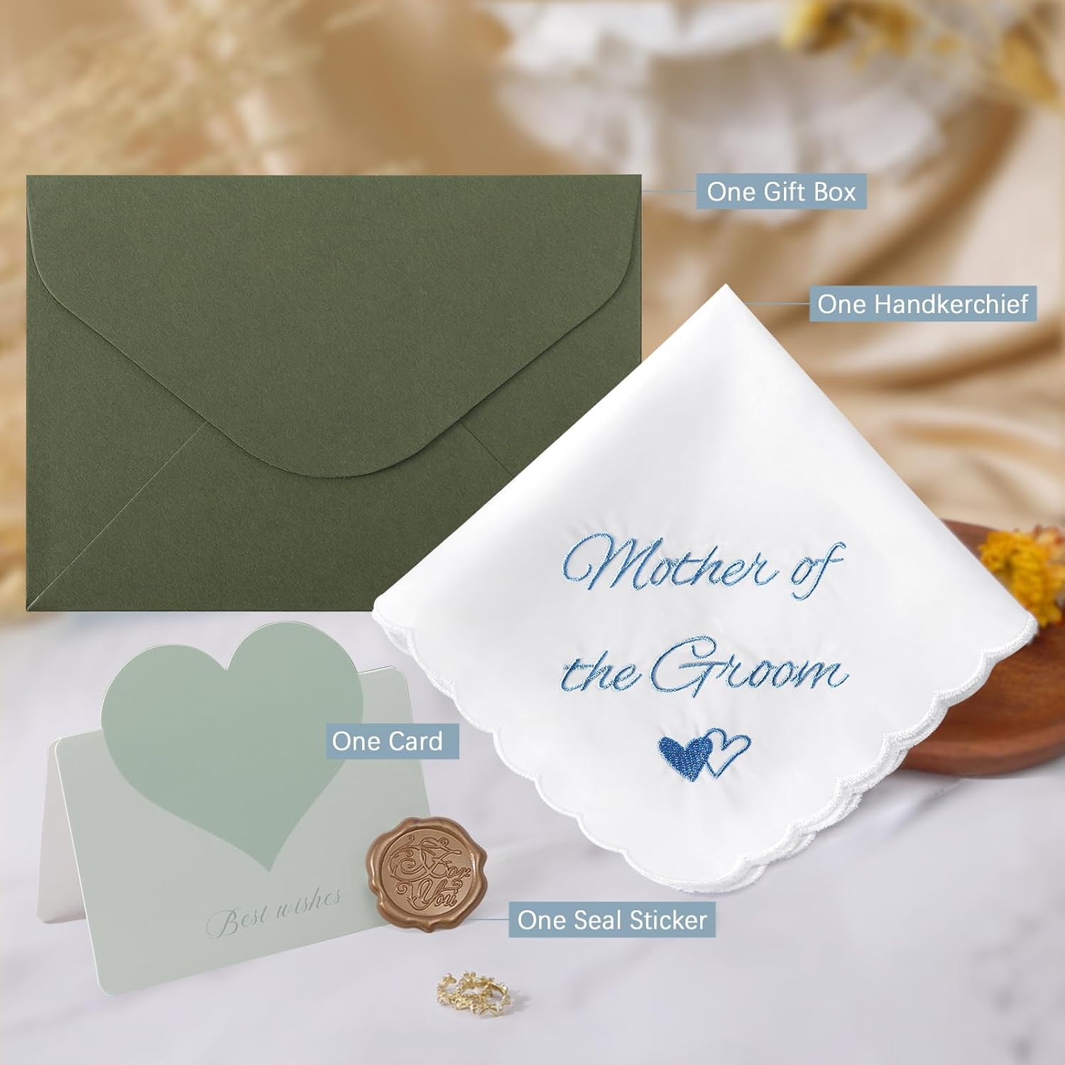 Wedding Handkerchiefs Something Blue for Bride Gift for Mother of Bride Handkerchief Keepsake Bridal Happy Tears Hankies