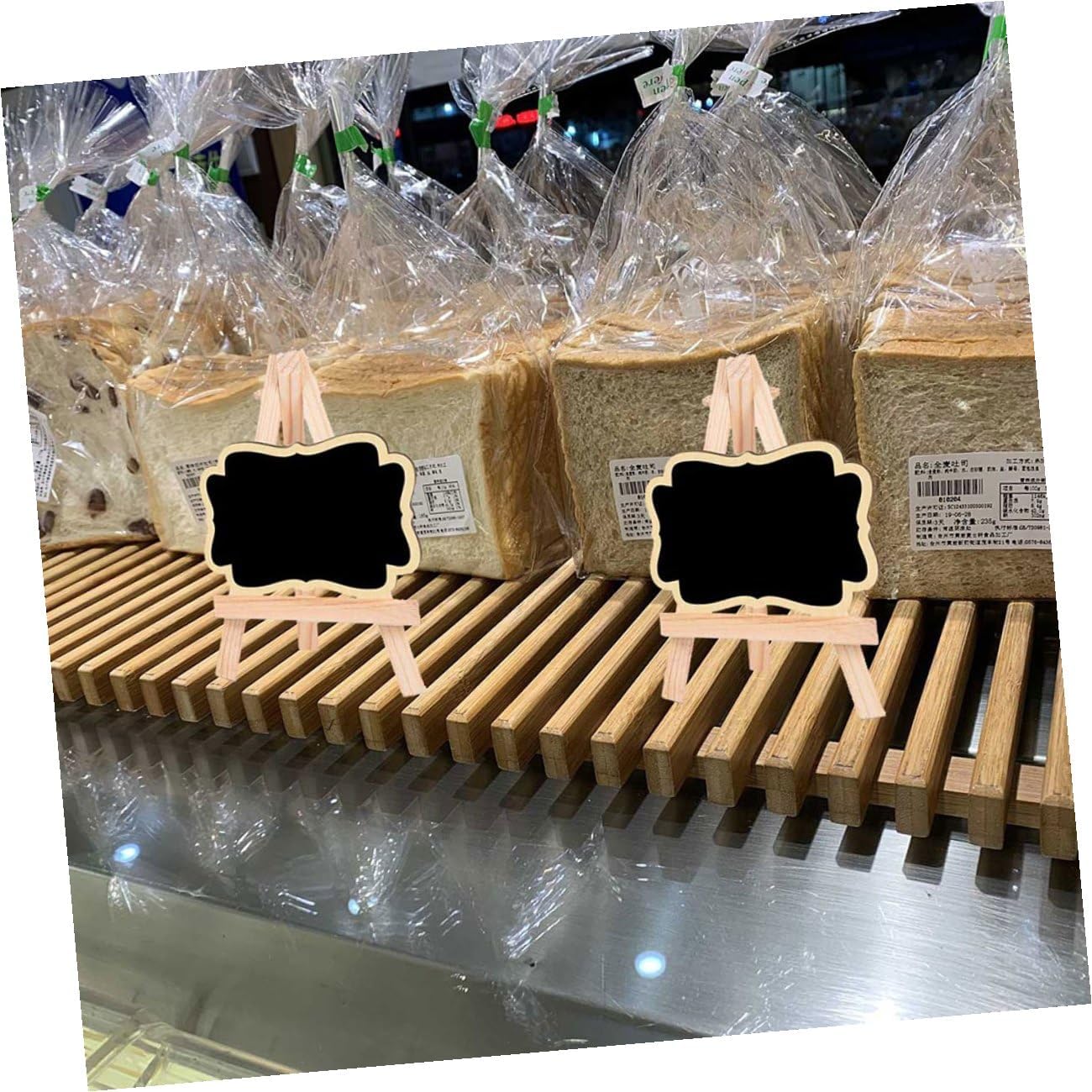 Zerodeko 6pcs Miniature Chalkboard Message Boards Set, Wooden Decorative Blackboard Signs with Tripod Stands, Home and Kitchen Memo Boards for Desktop and Tabletop Use
