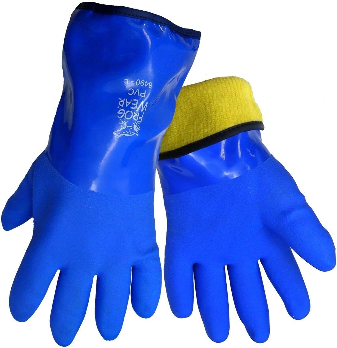 Global Glove 8490 FrogWear Insulated Blue PVC Gloves, Ultra Flexible, Chemical and Oil Resistant PVC Formula, Waterproof, 1 Pair, Size: XL
