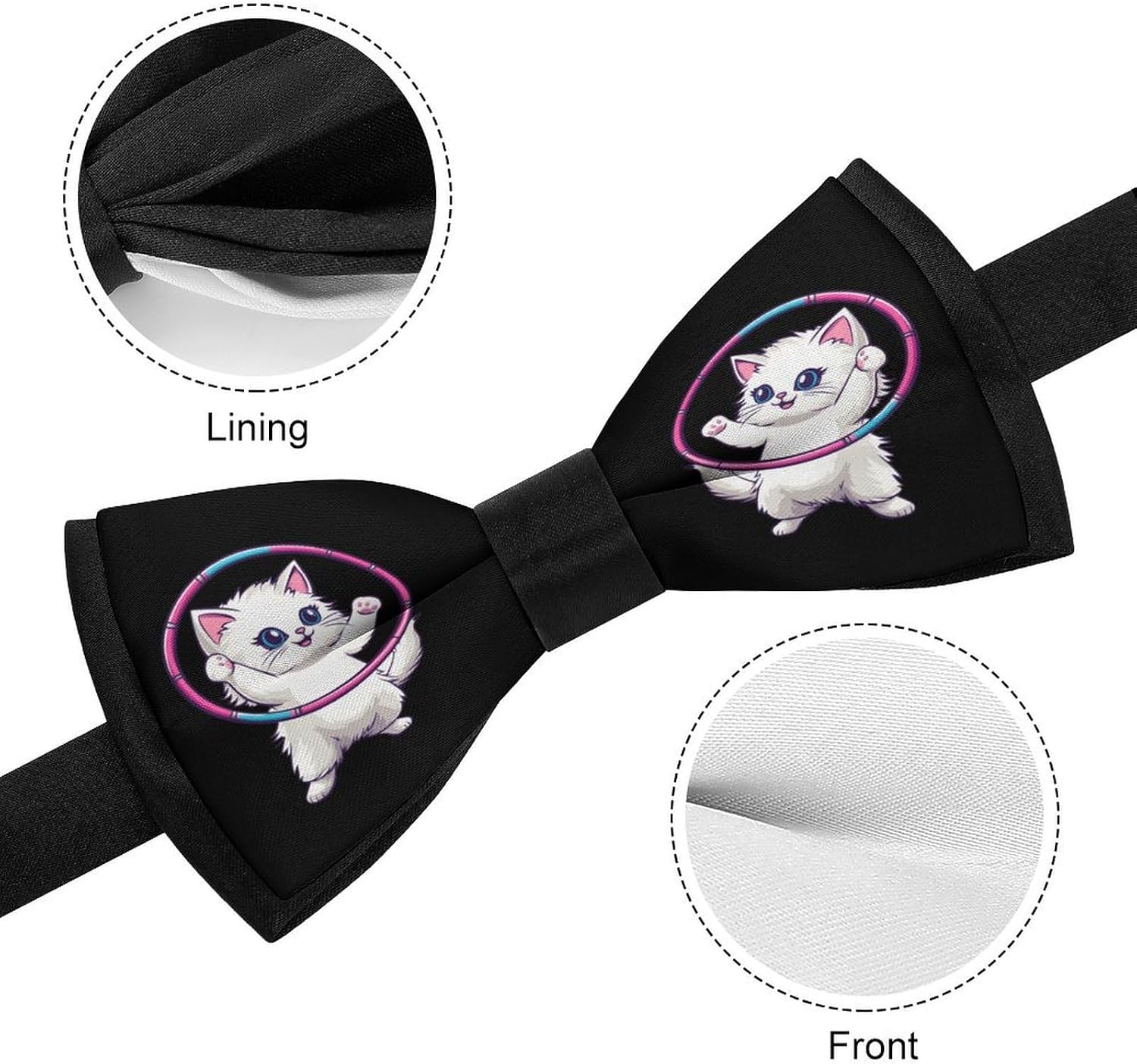 Dancer Hula-Hooper Cat Bow Ties for Men Fun Printed Pre Tied Adjustable Bowtie for Party Wedding