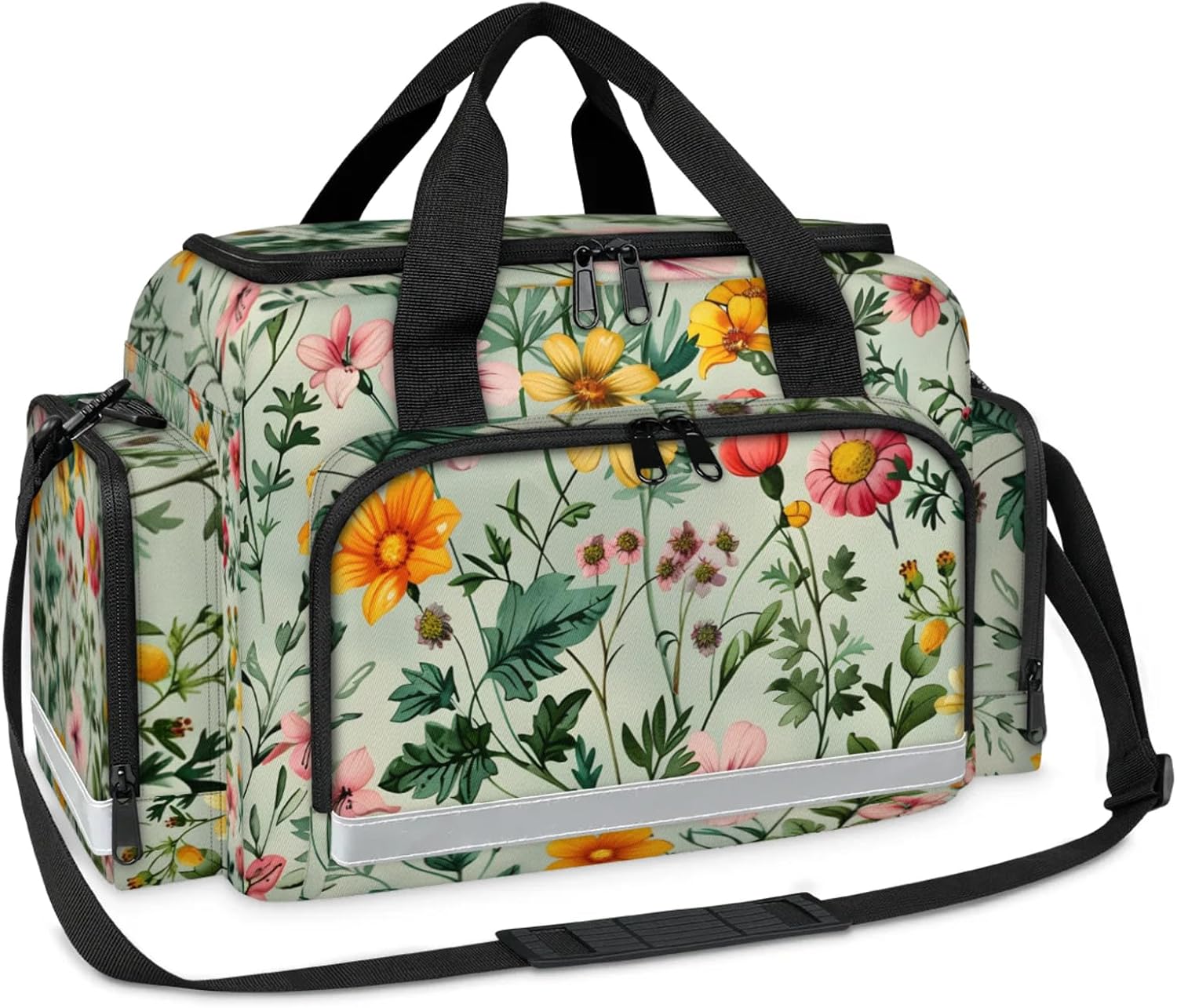 First Aid Bags Empty, Cartoon Flowers Emergency Bag First Aid Kit Multiple Compartment Kit Carrier On Call Trauma Bag for Paramedics Emergency Medical Supplies Kit
