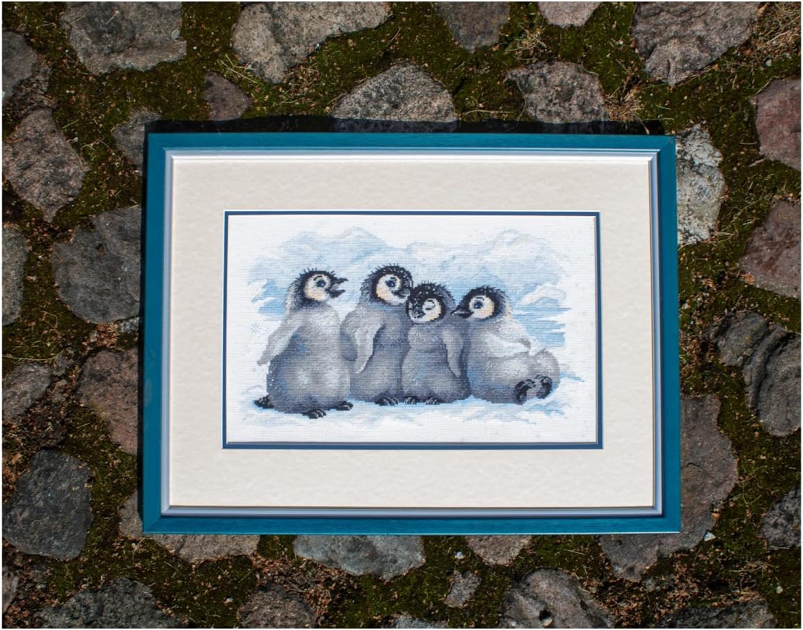 RIOLIS - Funny Penguins 1323, Cross Stitch Kits 15.75"x9.75", Cross Stitch Kits for Beginners & Advanced, Crossstitching Kits Adult, Counted Stitching Kits, Embroidery Kit