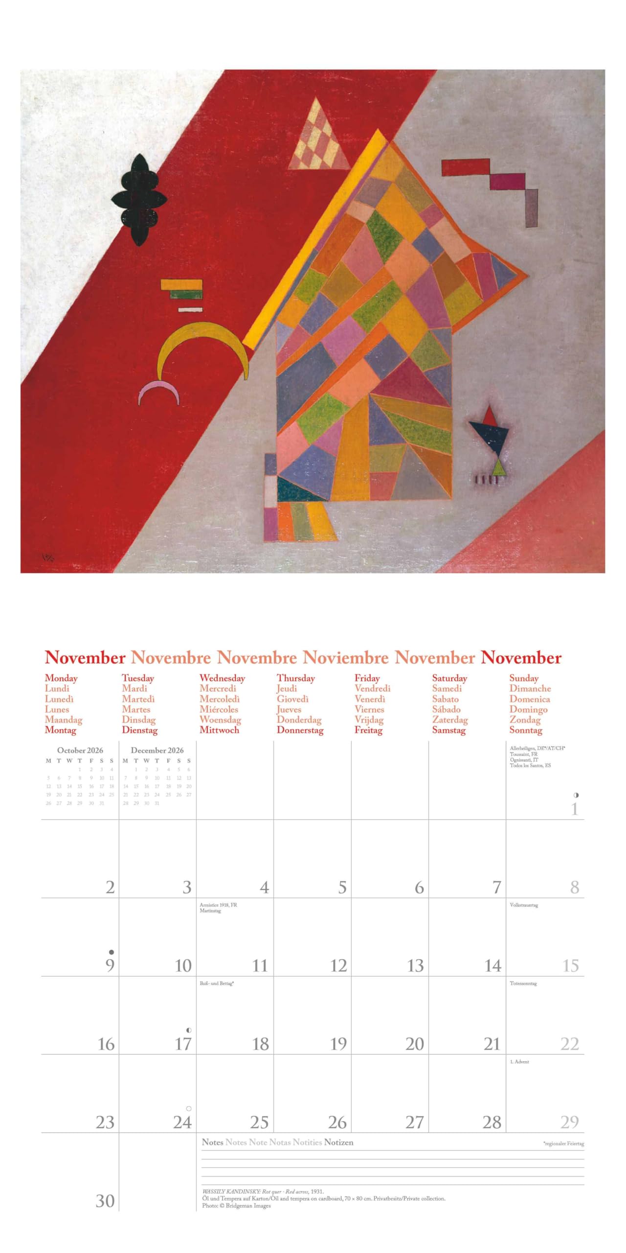 teNeues - Bauhaus 2026 – Kunst-Wandkalender 30x30 cm (30x60 cm geöffnet) | Broschürenkalender mit Meisterwerken für Bauhaus-Fans & Kunstliebhaber