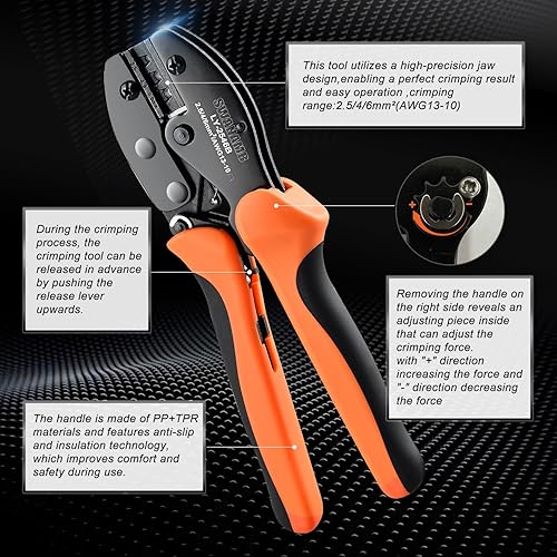 Miniatura 3 de Kit de herramientas de crimpado de conectores de panel solar con 1 crimpador, 15 pares de conectores y 1 llave inglesa, herramientas esenciales para