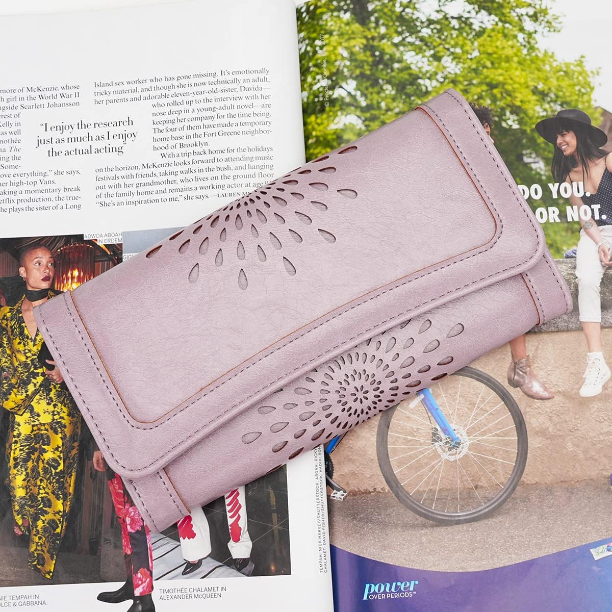 APHISON Womens Wallets RFID Blocking Leather Clutch Long Wallet for Women Card Holder Phone Organizer Ladies Travel Purse Hollow Out Sunflower Design Gift - Image 2