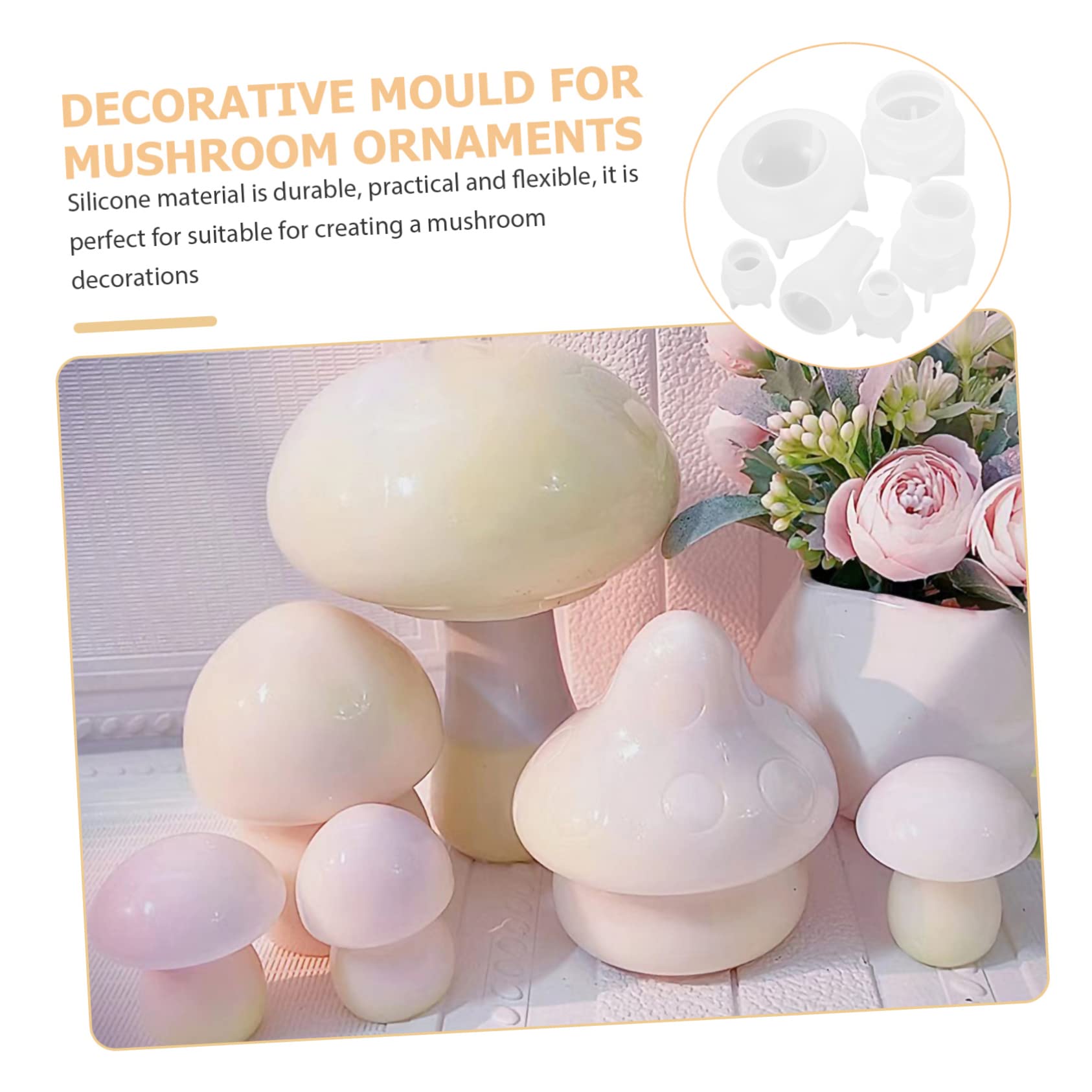 jojofuny 6pezzi Stampo in Silicone Forma Fungo Stampo Per Artigianato Fai Da Te in Silicone Epossidico in Antiaderente Flessibile e Facile Da Sformare