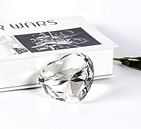 Vista 7 de Peso de papel de diamantes de cristal transparente con caja de regalo, 80 mm de forma de corazón, peso de papel de cristal de diamante real
