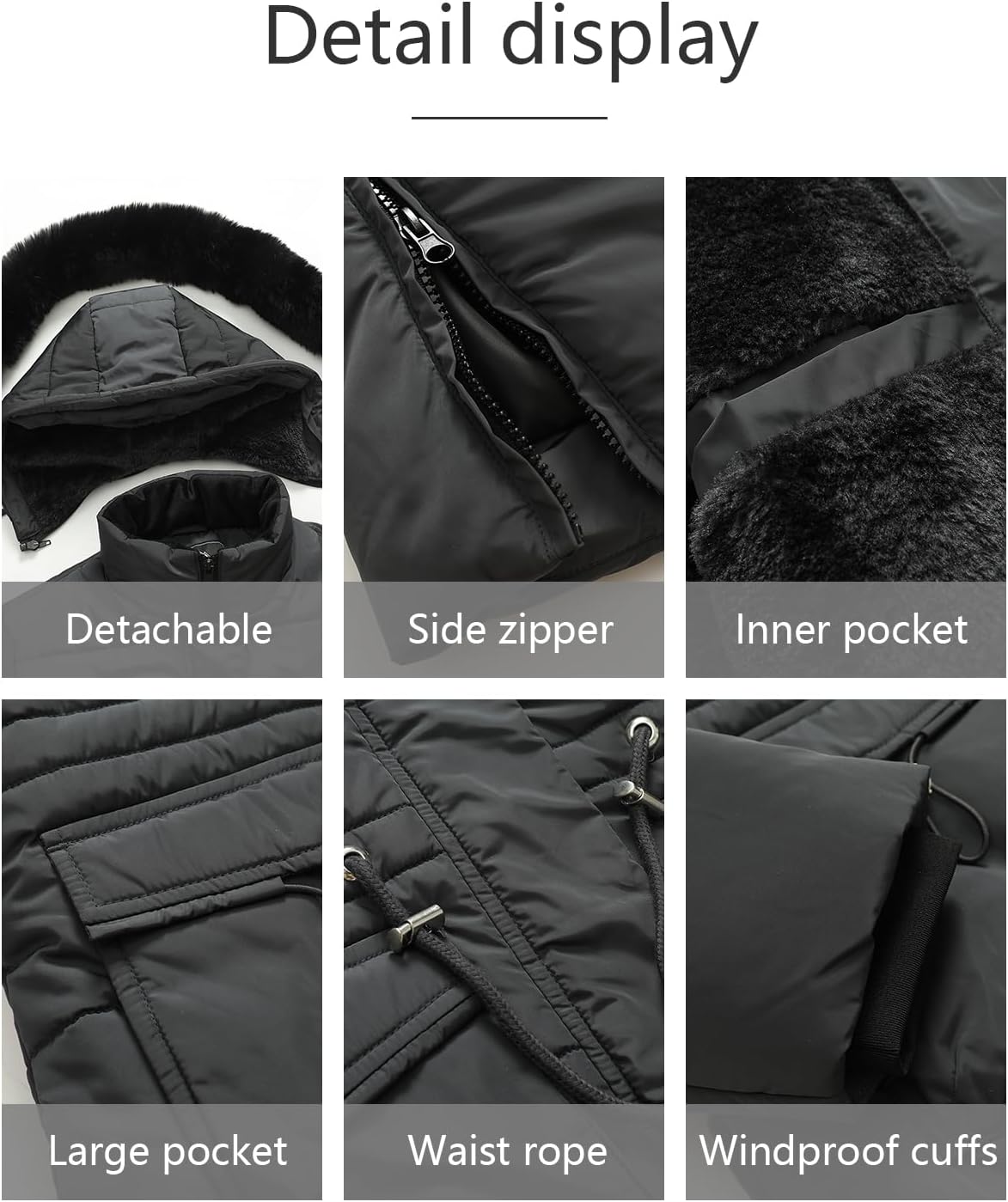 MOERDENG Women's Long Winter Puffer Coat Waterproof Warm Maxi Down Jacket Faux Fur Removable Hood Parka - Image 5