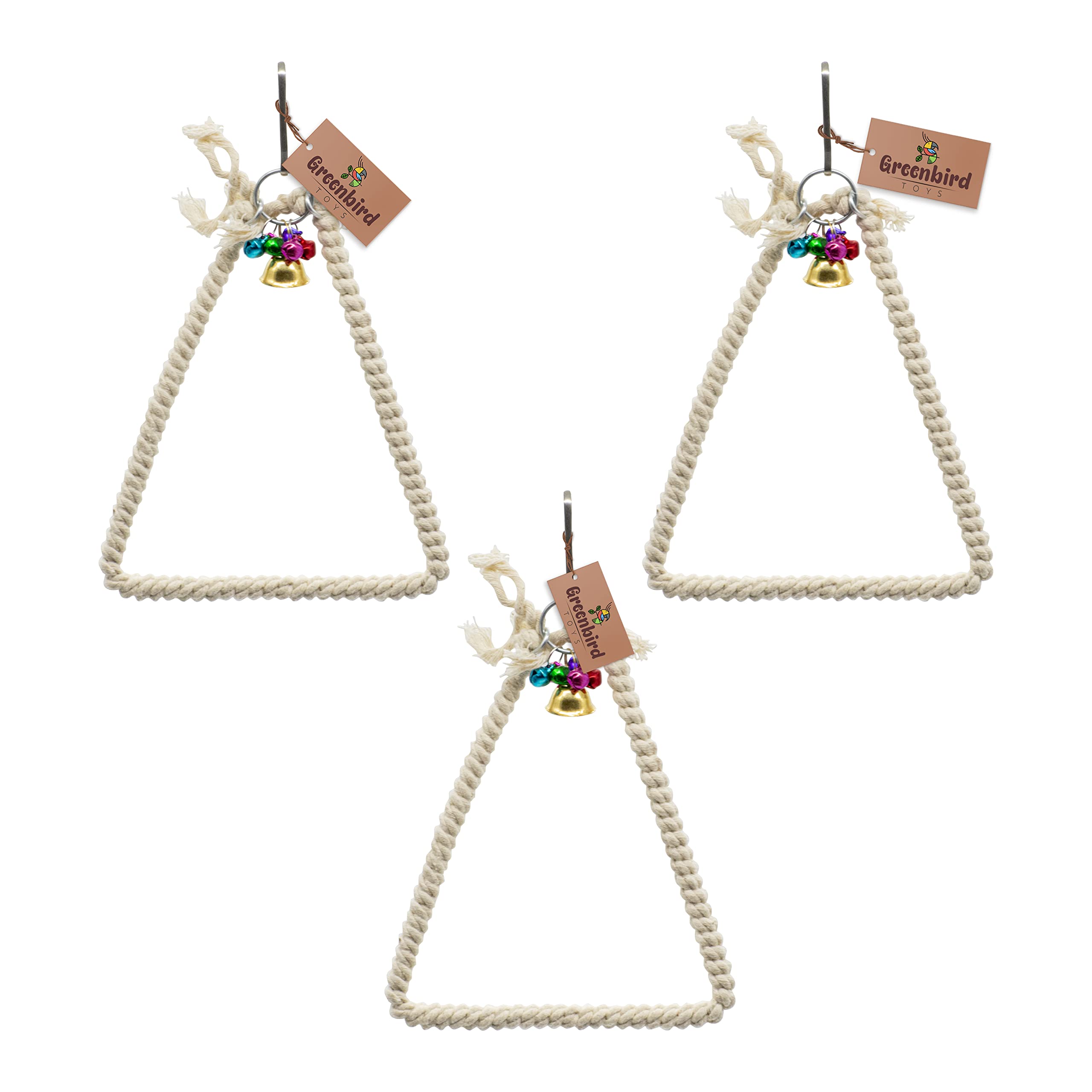 GREENBIRDS Toys Triangular Interactive & Playful 3 Cotton Threaded Ring Perch for Cage (Pack of 3) Hanging Toy for Bird Parrots, Cockatiel, Lovebird, Budgerigar, Finches Small & Medium Size Birds (B0BR3Z9X4Z) Amazon Price History, Amazon Price Tracker