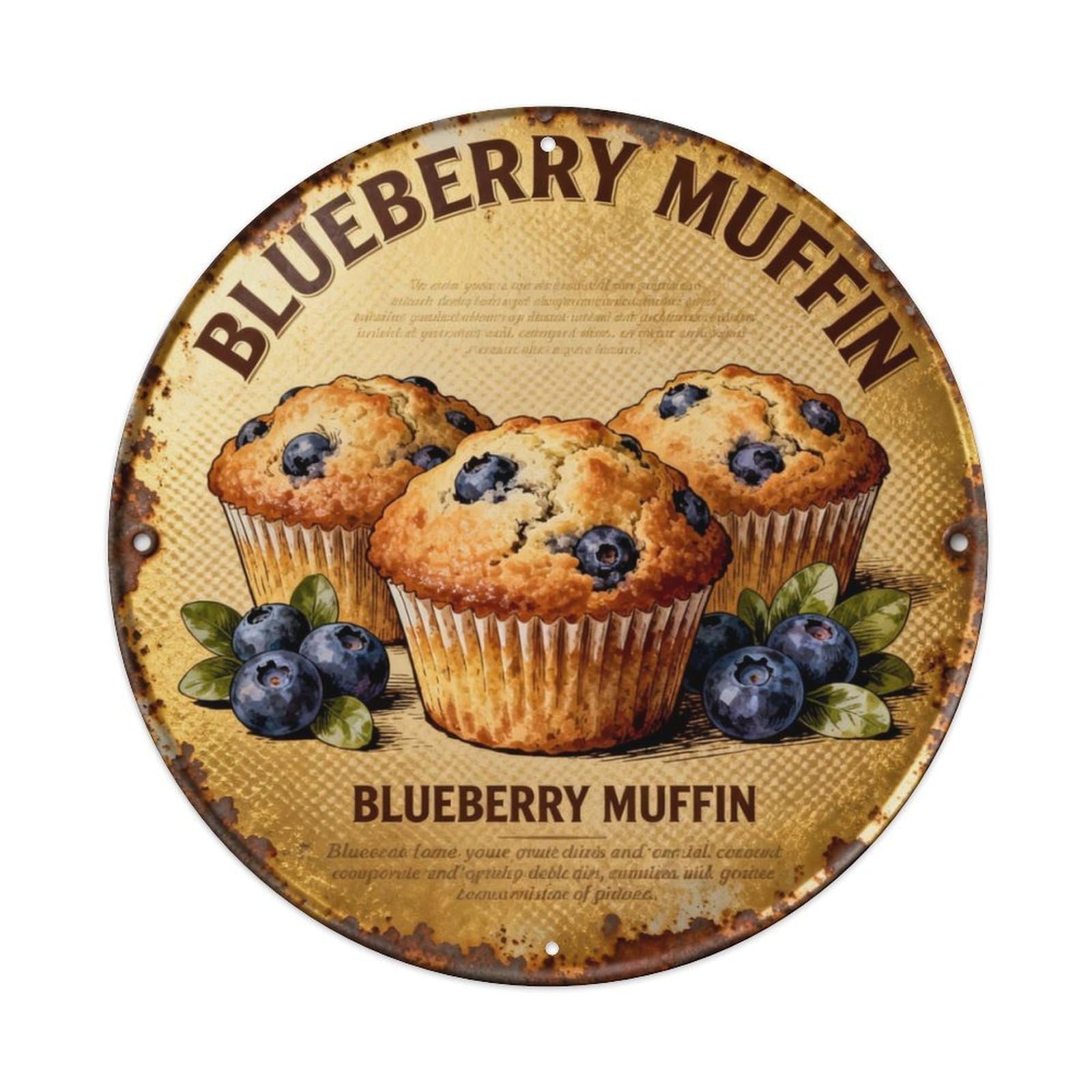 BLUEBERRY MUFFIN Metal Tin Sign Plaque