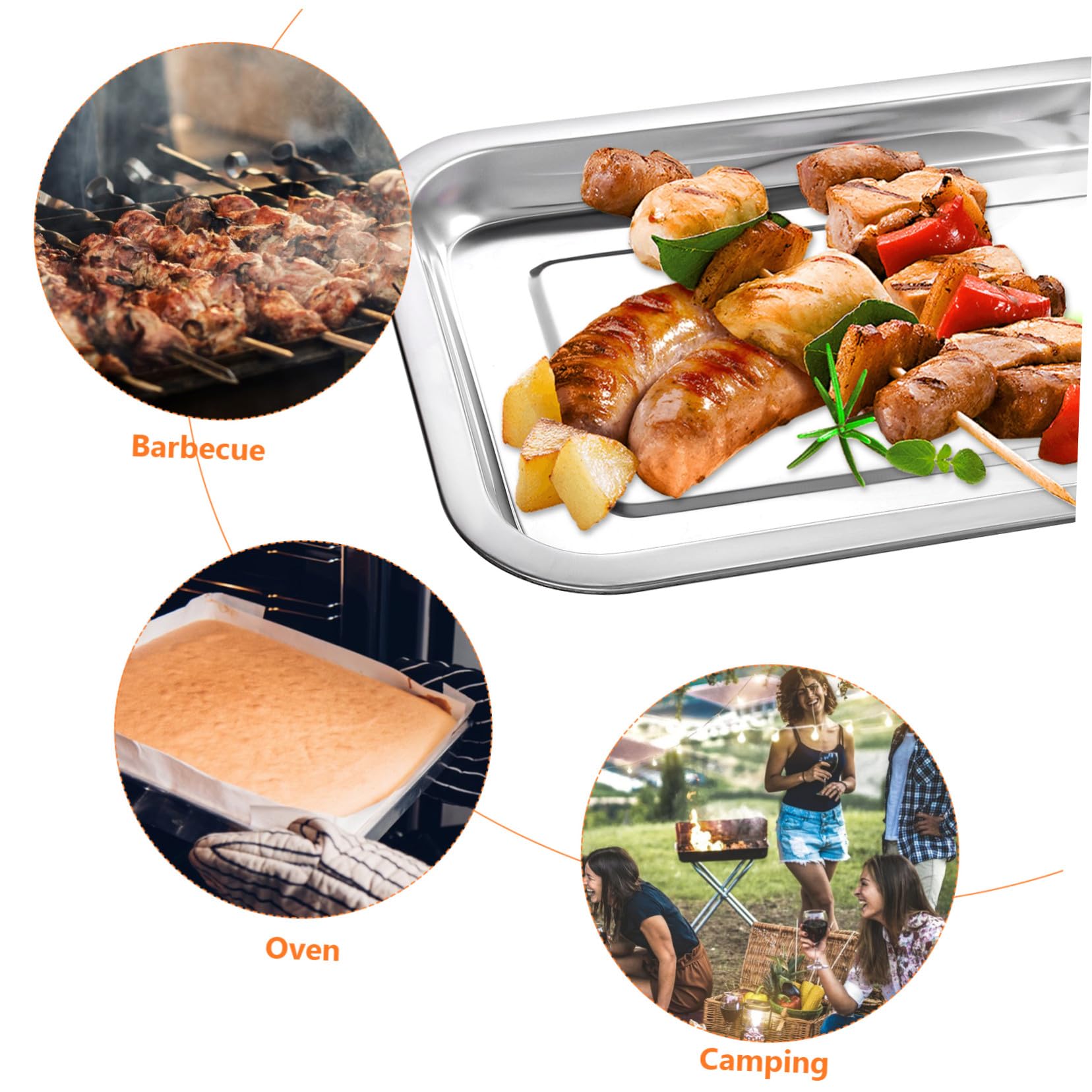 10 piezas Bandejas de Acero Inoxidable Hornear Resistentes y Reutilizables Bandejas Planas Antiadherentes para Horno para Repostería Barbacoa y Picnic