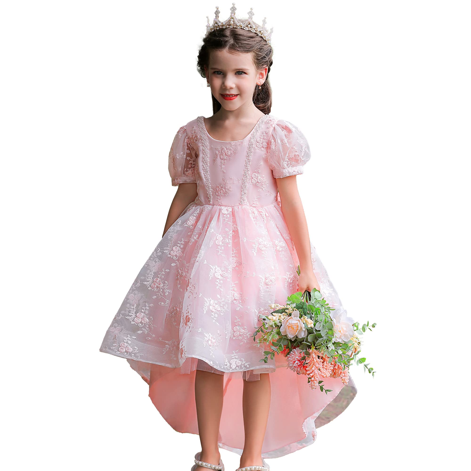 Vestido de comunión de cumpleaños para niñas con cuentas finas 7